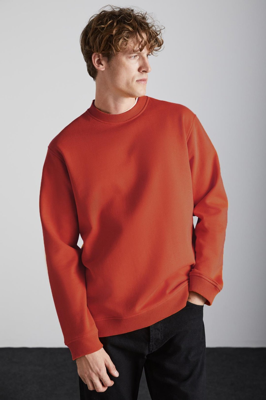 Adams Erkek Içi Polarlı Yumuşacık Organik Pamuklu Regular Fit Turuncu Sweatshirt