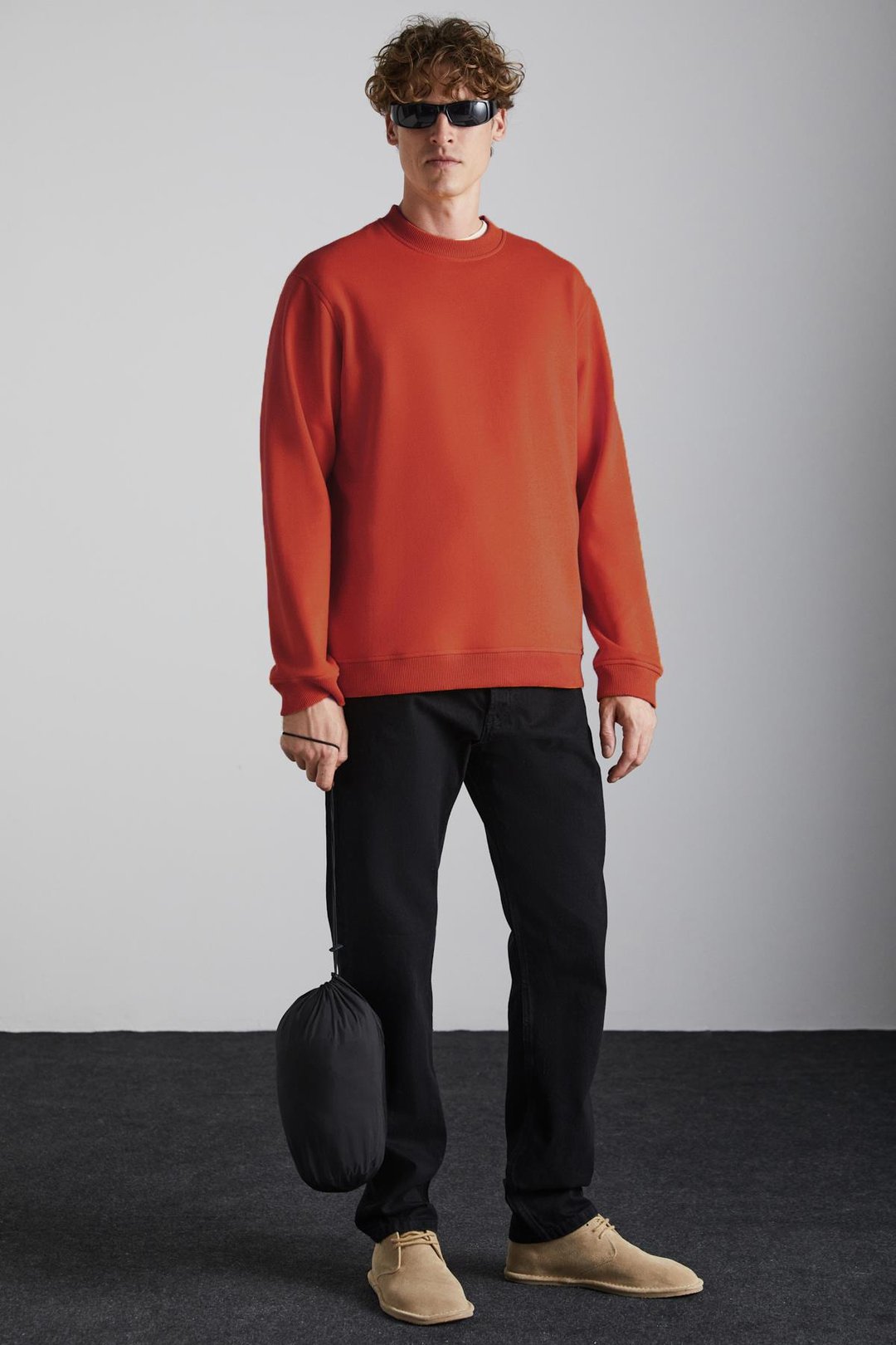 Adams Erkek Içi Polarlı Yumuşacık Organik Pamuklu Regular Fit Turuncu Sweatshirt