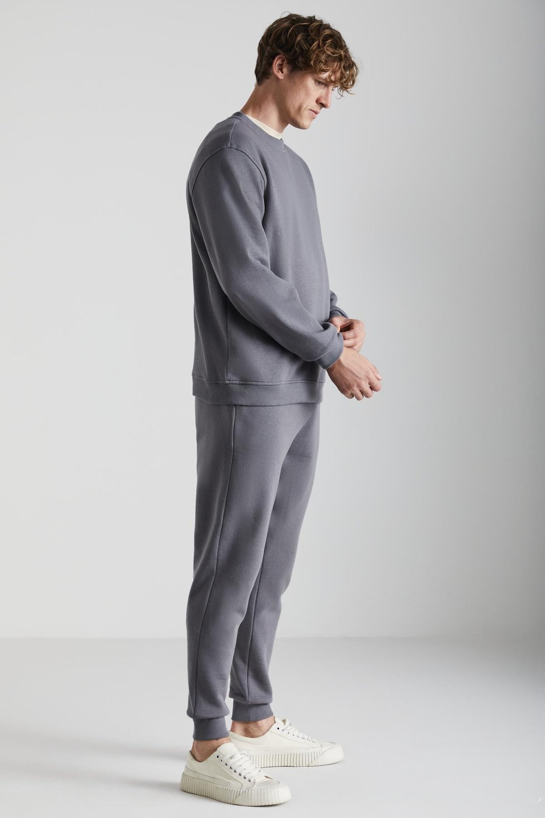 ADENS Erkek Regular Organik Pamuklu Premium Kumaş  Içi Şardonlu Lastikli Paça Gri Eşofman Altı