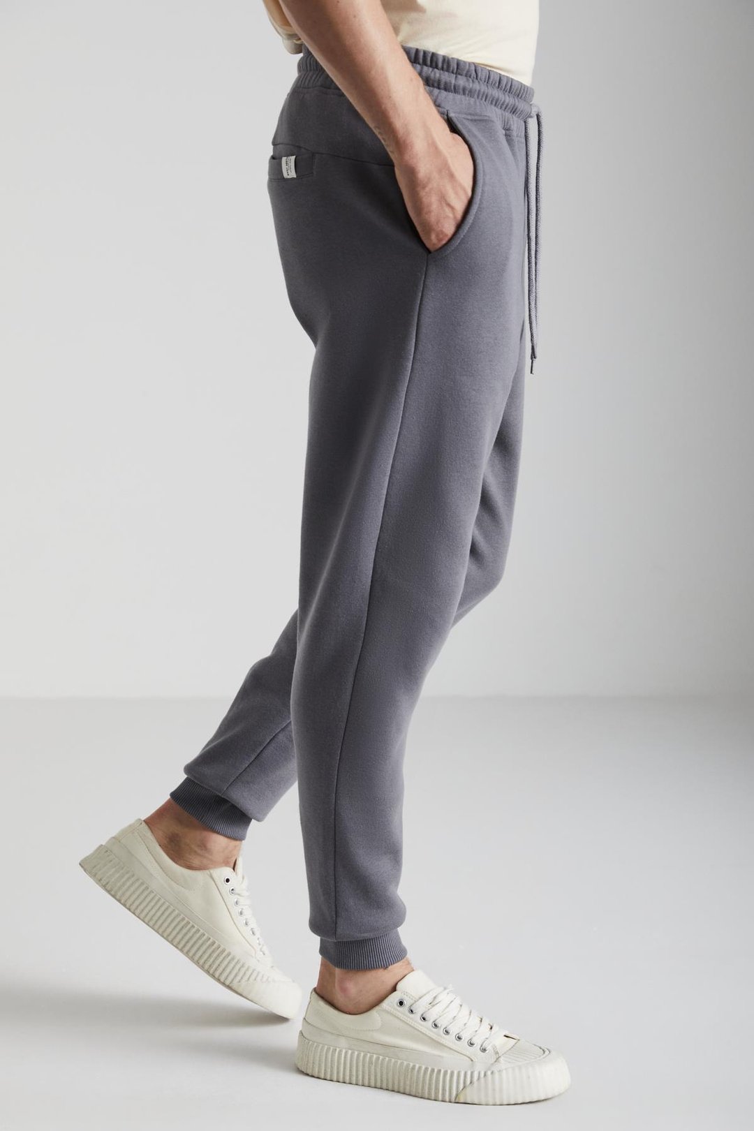 ADENS Erkek Regular Organik Pamuklu Premium Kumaş  Içi Şardonlu Lastikli Paça Gri Eşofman Altı