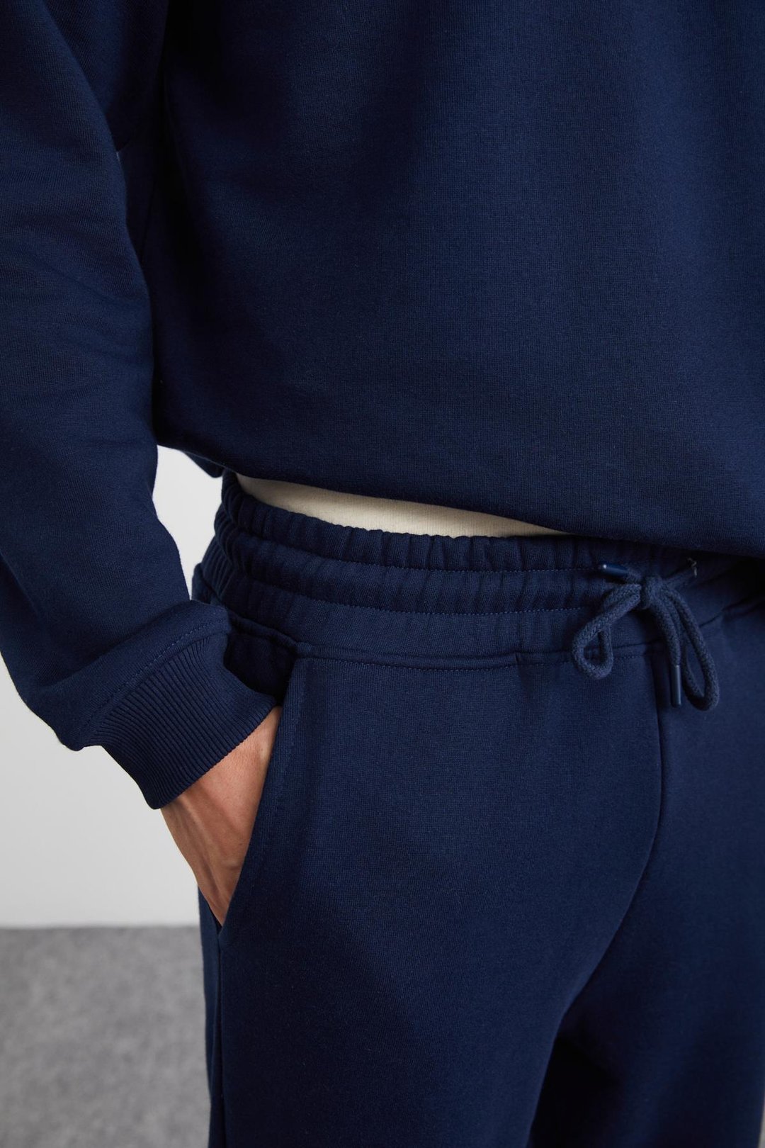 ADENS Erkek Regular Organik Pamuklu Premium Kumaş  Içi Şardonlu Lastikli Paça Lacivert Eşofman Altı