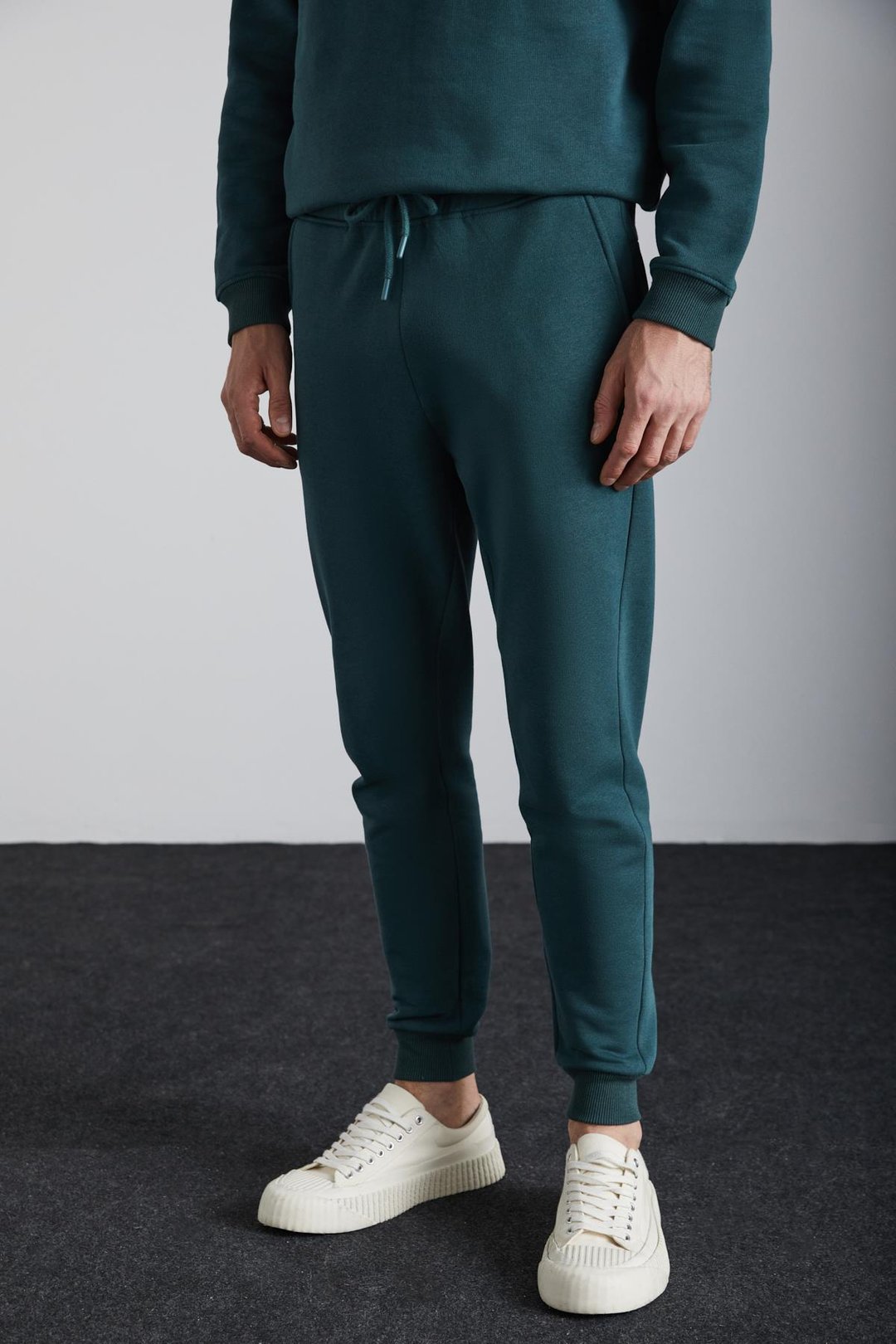 ADENS Erkek Regular Organik Pamuklu Premium Kumaş  Içi Şardonlu Lastikli Paça Yeşil Eşofman Altı