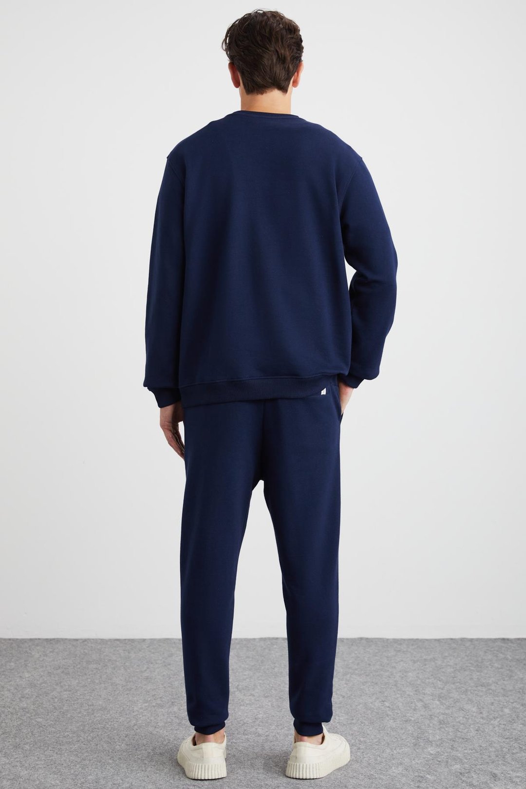 ADENS Erkek Regular Organik Pamuklu Premium Kumaş  Içi Şardonlu Lastikli Paça Lacivert Eşofman Altı