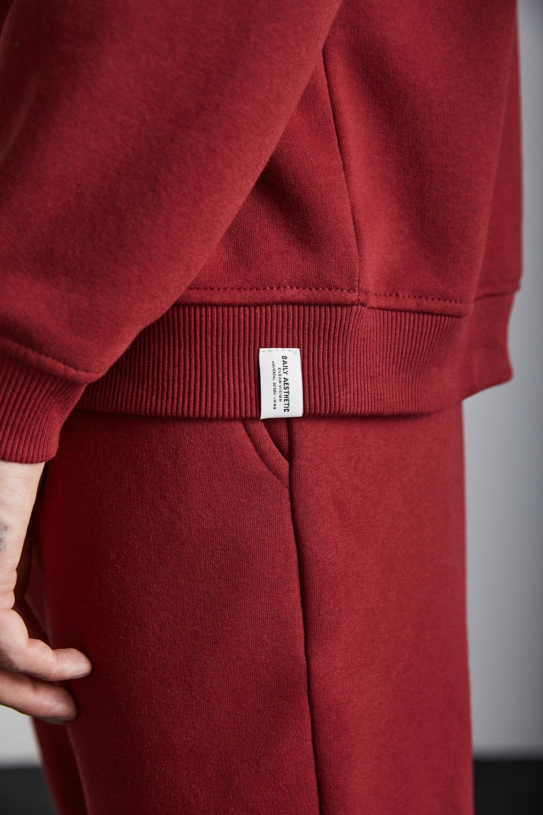 ADENS Erkek Regular Organik Pamuklu Premium Kumaş  Içi Şardonlu Lastikli Paça Bordo Eşofman Altı