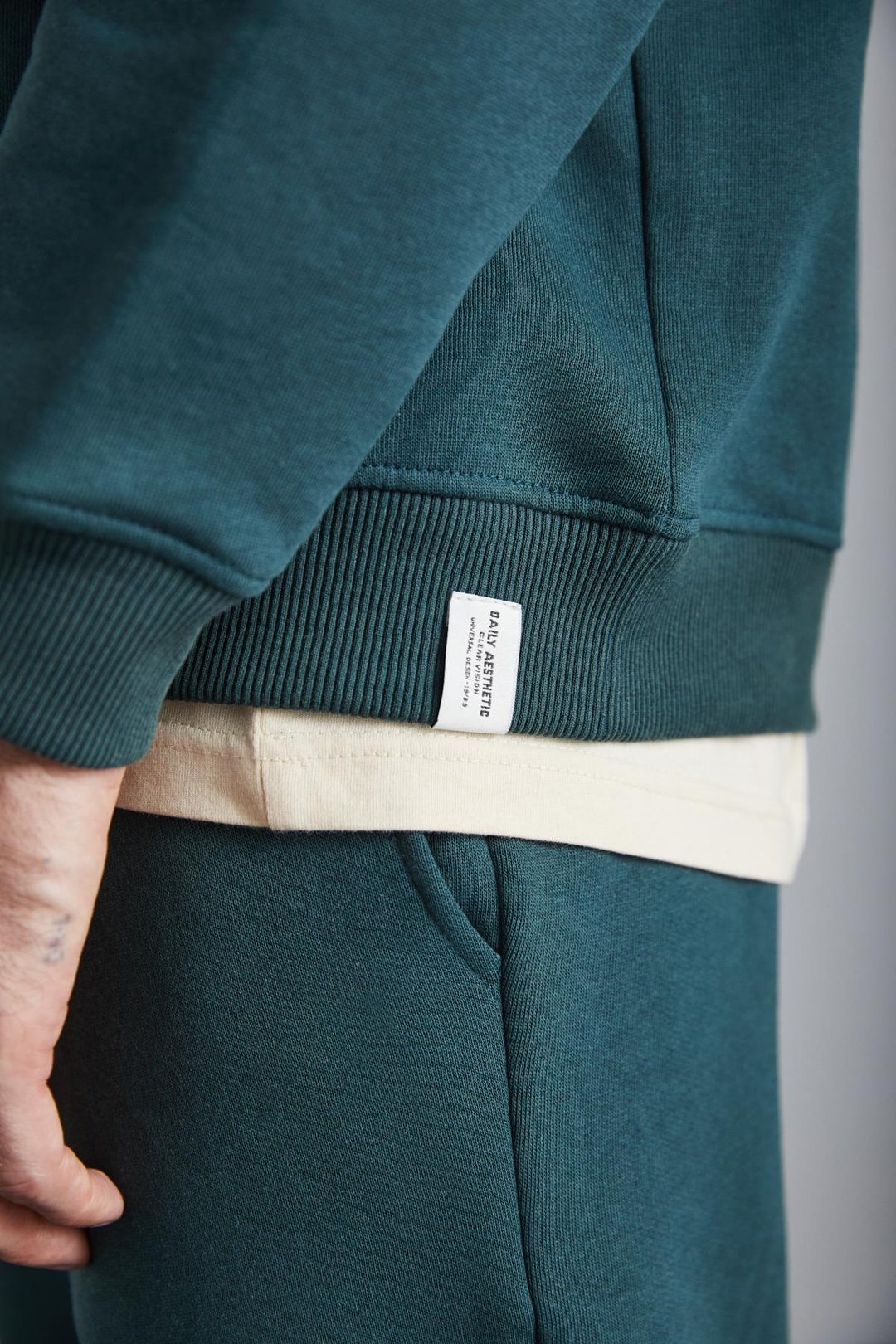 ADENS Erkek Regular Organik Pamuklu Premium Kumaş  Içi Şardonlu Lastikli Paça Yeşil Eşofman Altı