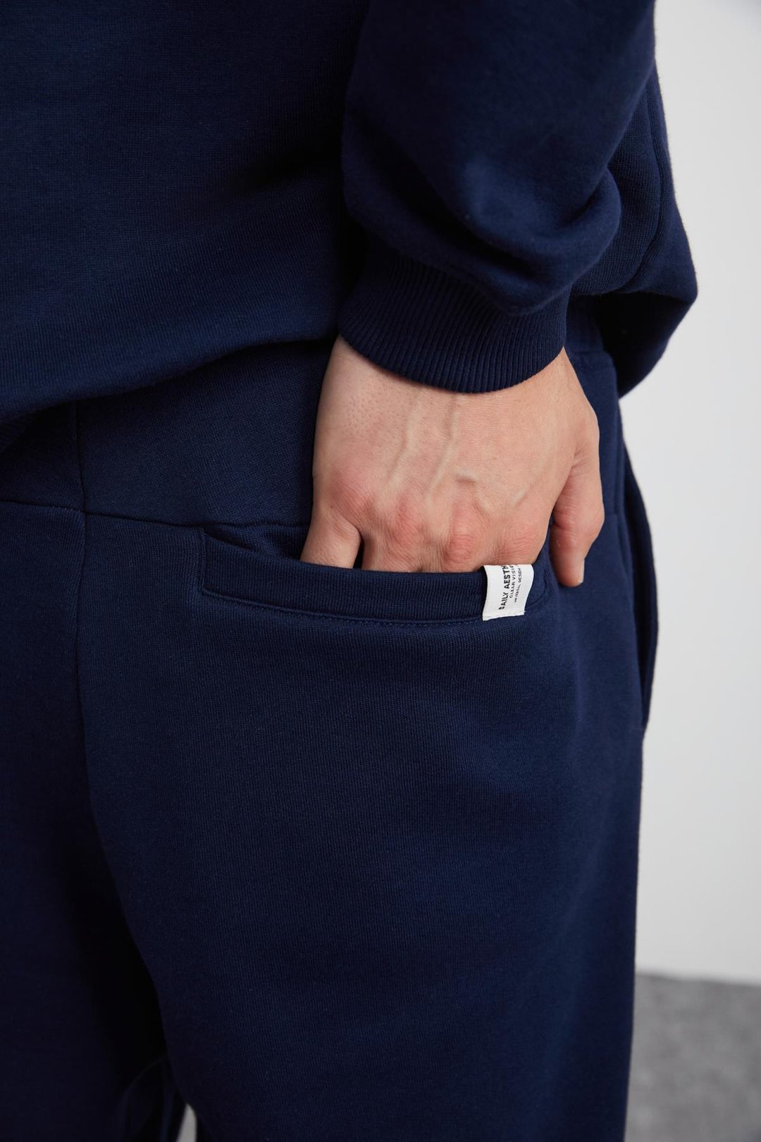 ADENS Erkek Regular Organik Pamuklu Premium Kumaş  Içi Şardonlu Lastikli Paça Lacivert Eşofman Altı