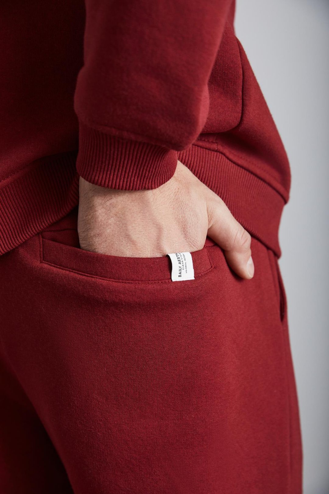 ADENS Erkek Regular Organik Pamuklu Premium Kumaş  Içi Şardonlu Lastikli Paça Bordo Eşofman Altı