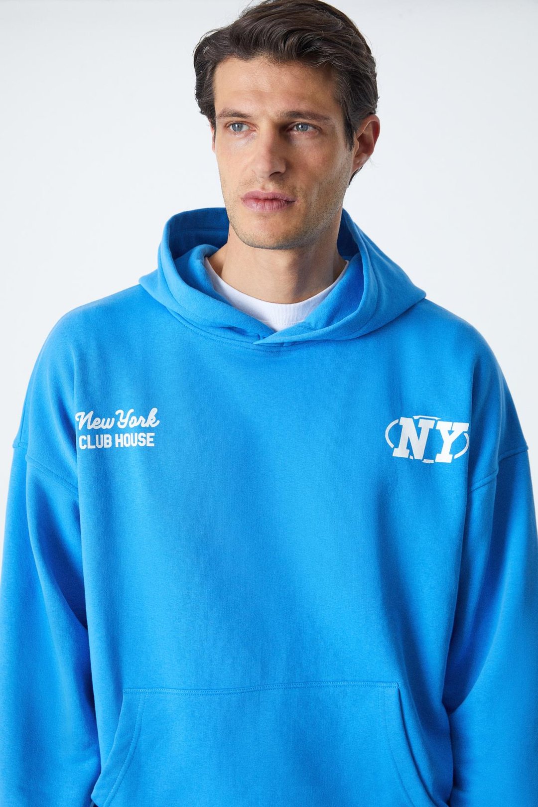 AGASSI Erkek Yumuşacık Kumaşlı Saks Mavi Sweatshirt