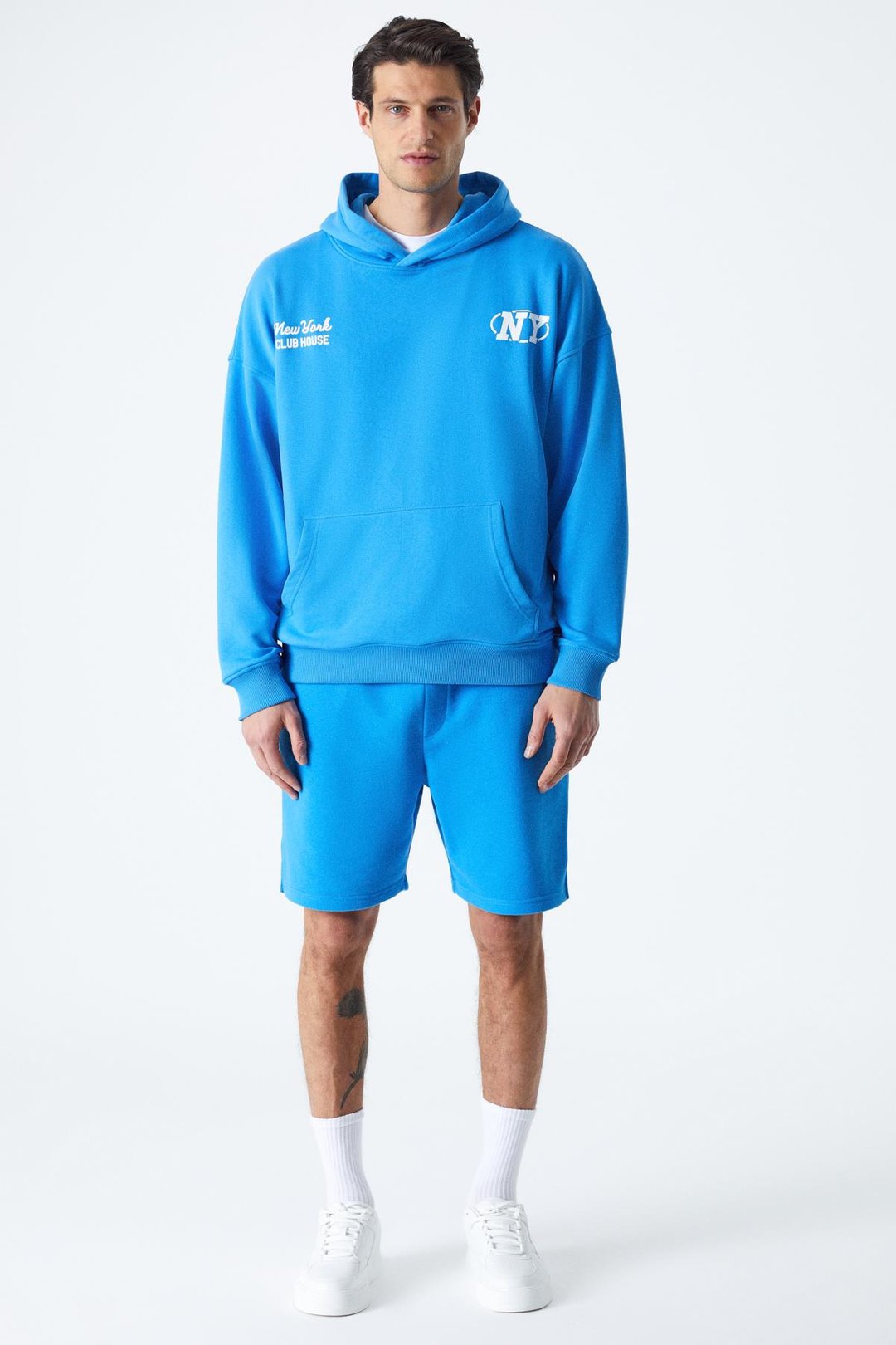 AGASSI Erkek Yumuşacık Kumaşlı Saks Mavi Sweatshirt