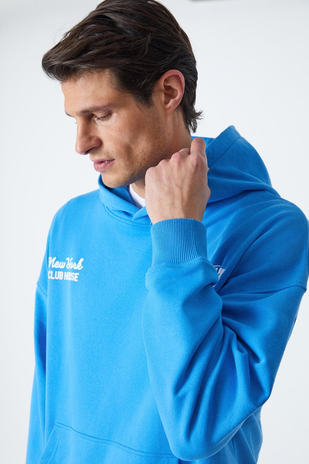 AGASSI Erkek Yumuşacık Kumaşlı Saks Mavi Sweatshirt