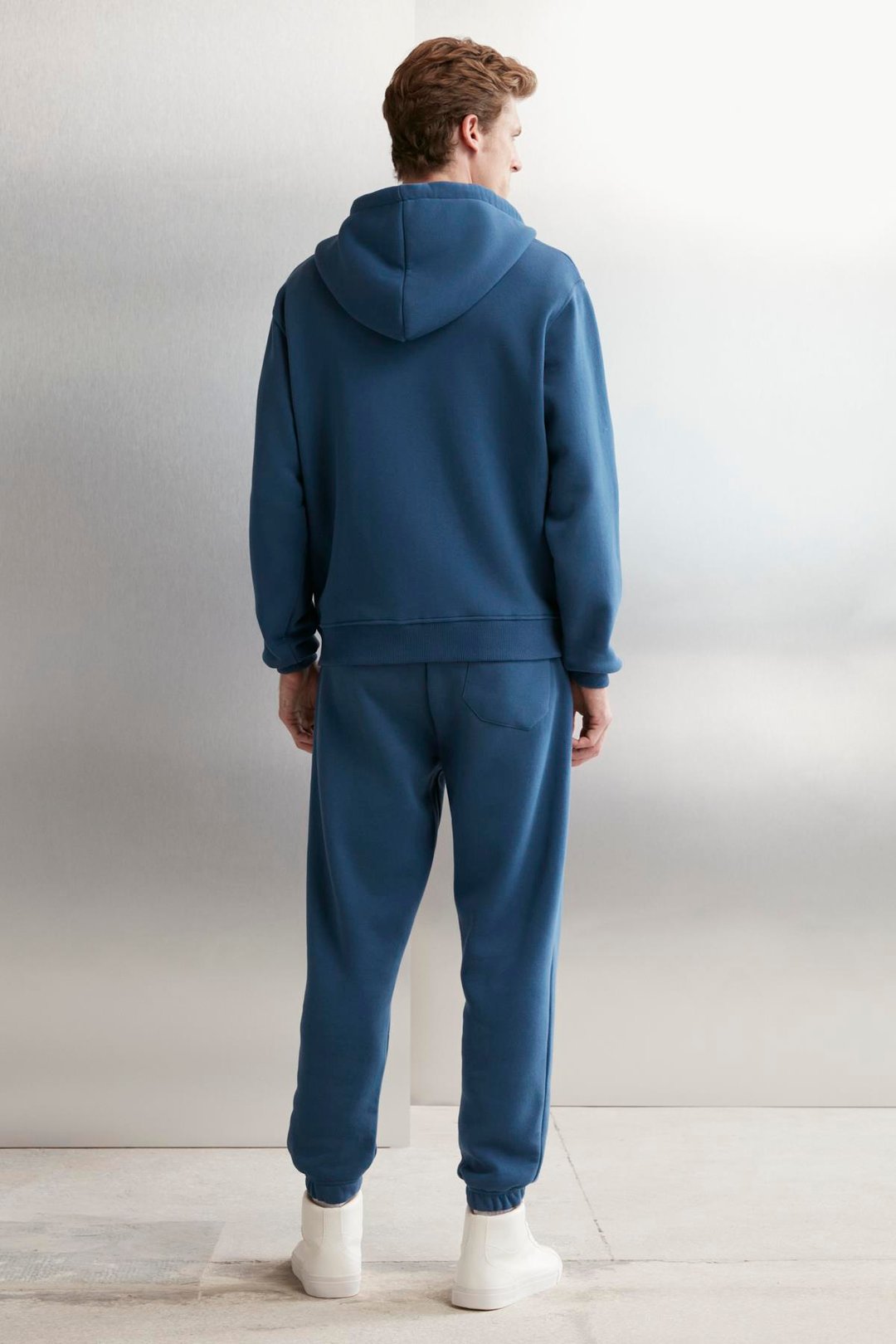 AKSEL  Oversize Mavi Tekli Sweatshirt