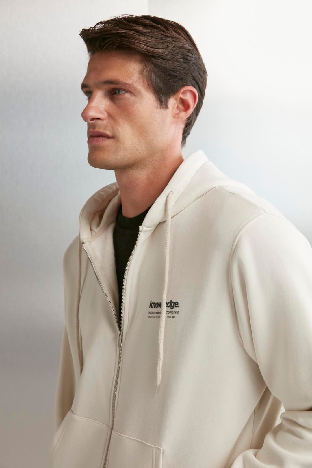 AKSEL  Oversize Taş Rengi Tekli Sweatshirt