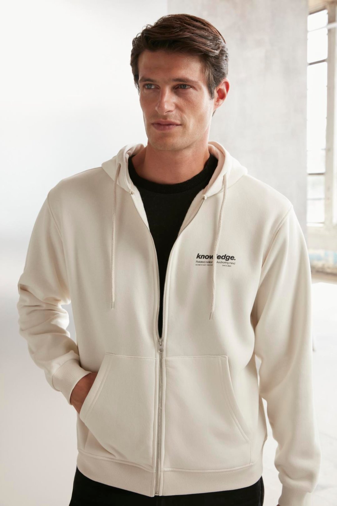 AKSEL  Oversize Taş Rengi Tekli Sweatshirt