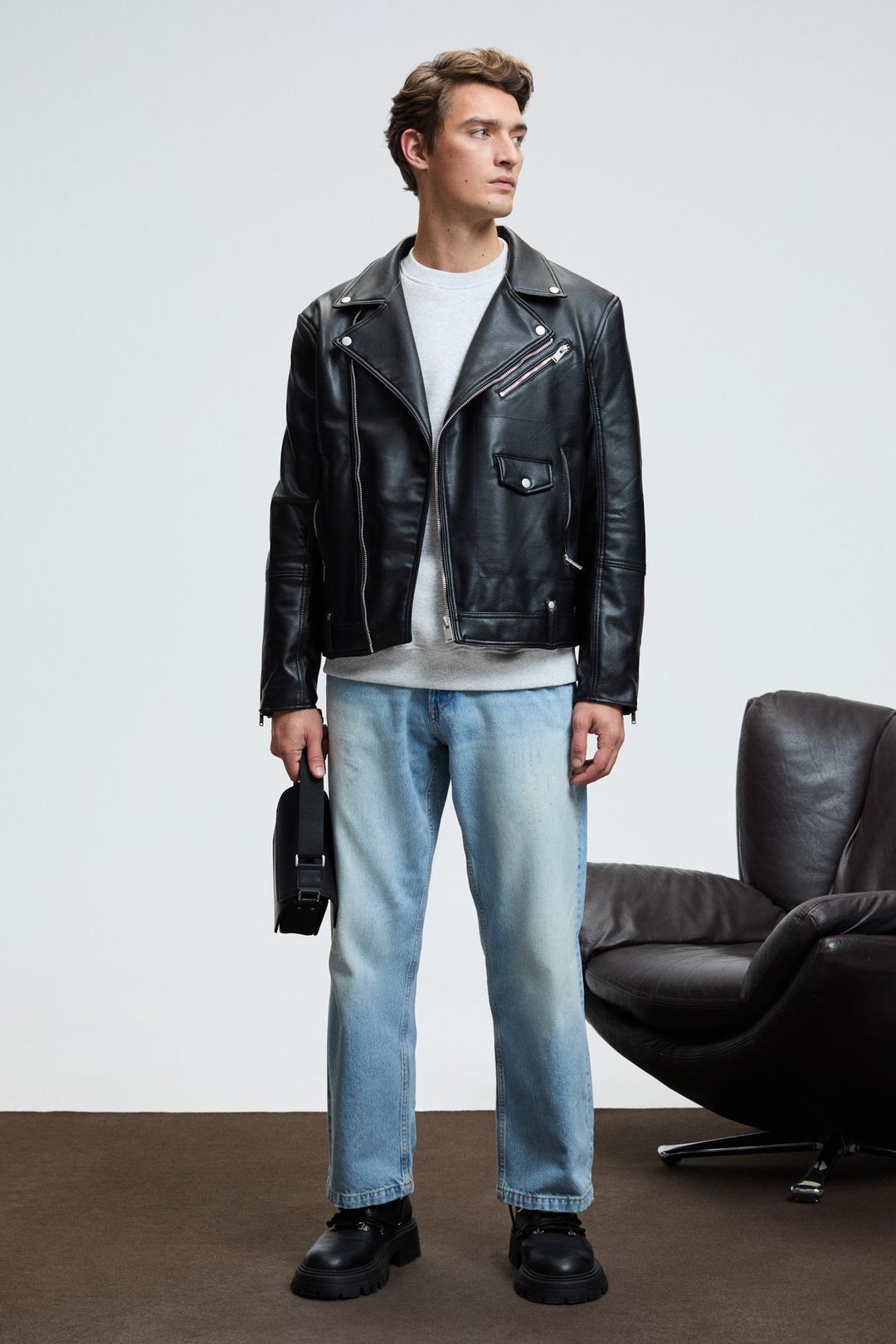 ALARIC Erkek Yuvarlak Yaka Önü Baskılı Regular Fit Grimelanj Sweatshirt