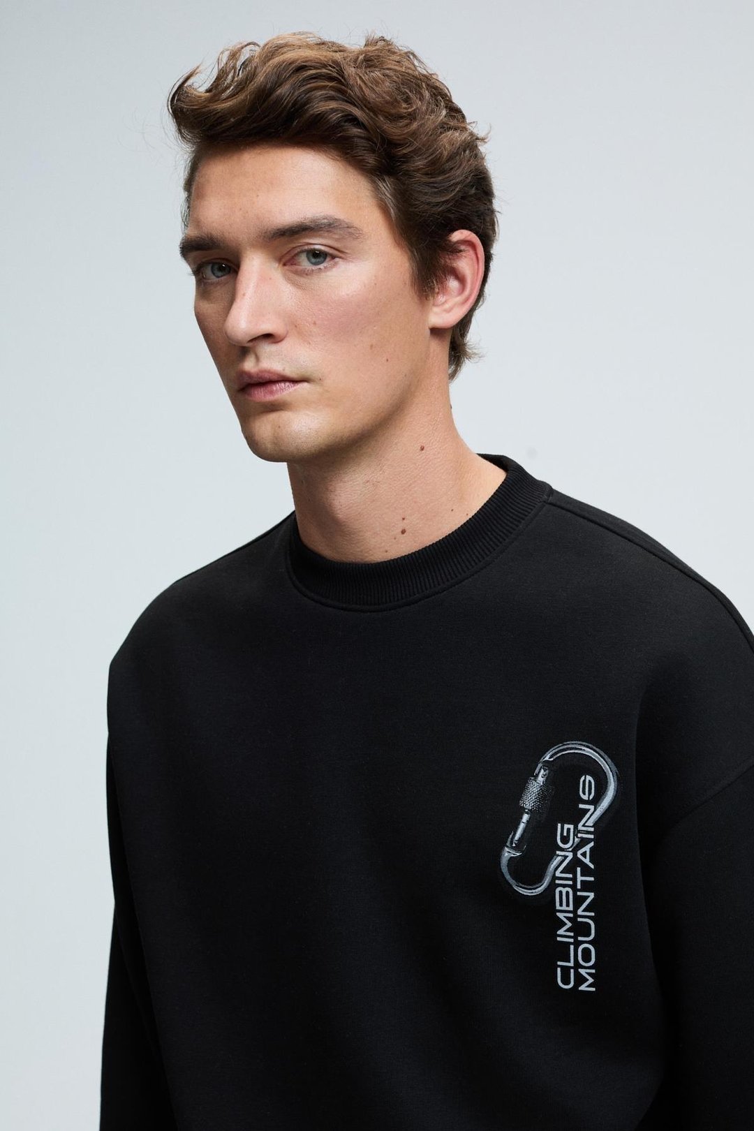 ALDEN Erkek Yuvarlak Yaka Göğsü Ve Sırtı Baskılı Relaxed Fit Siyah Sweatshirt