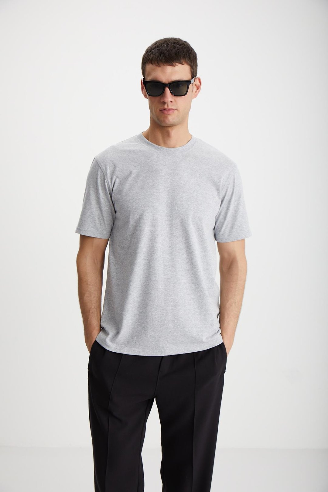 Alessandro Erkek 4'lü Organik Pamuk Regular Kalın Dokulu Bisiklet yaka Syh-Grmj-Byz T-Shirt