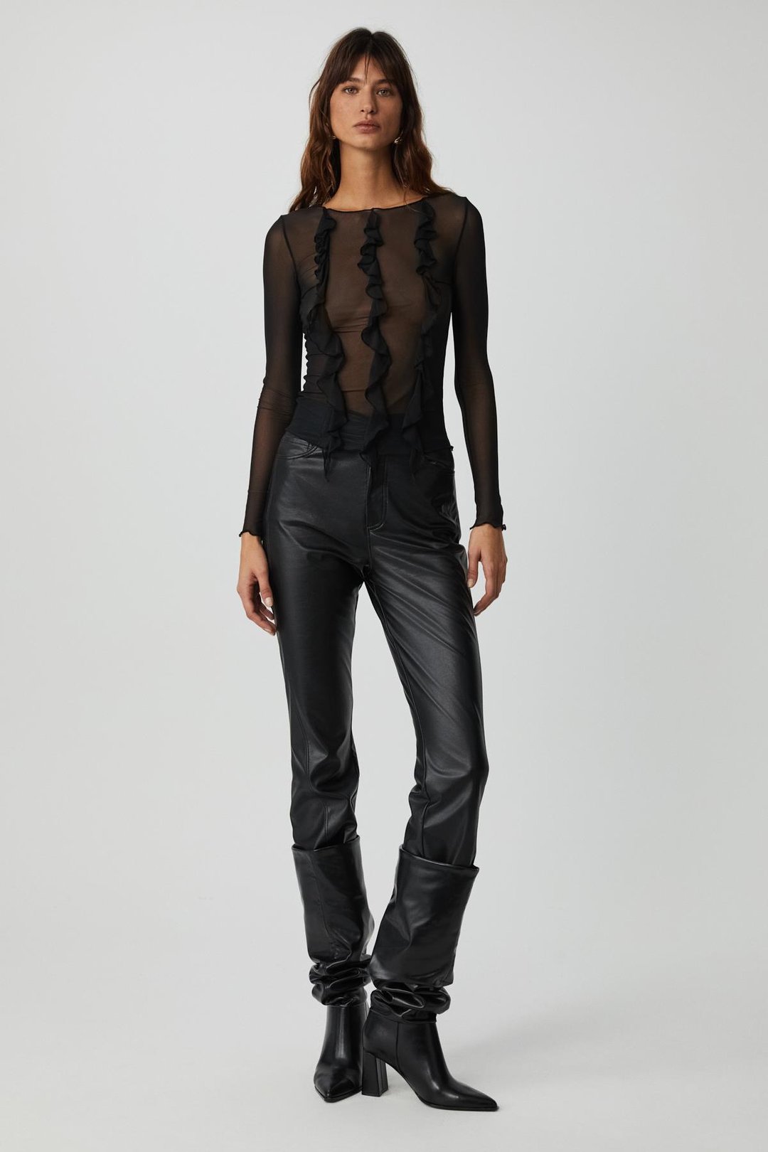 ALIYAH Kadın Slim Fit Uzun Kollu Siyah Bluz