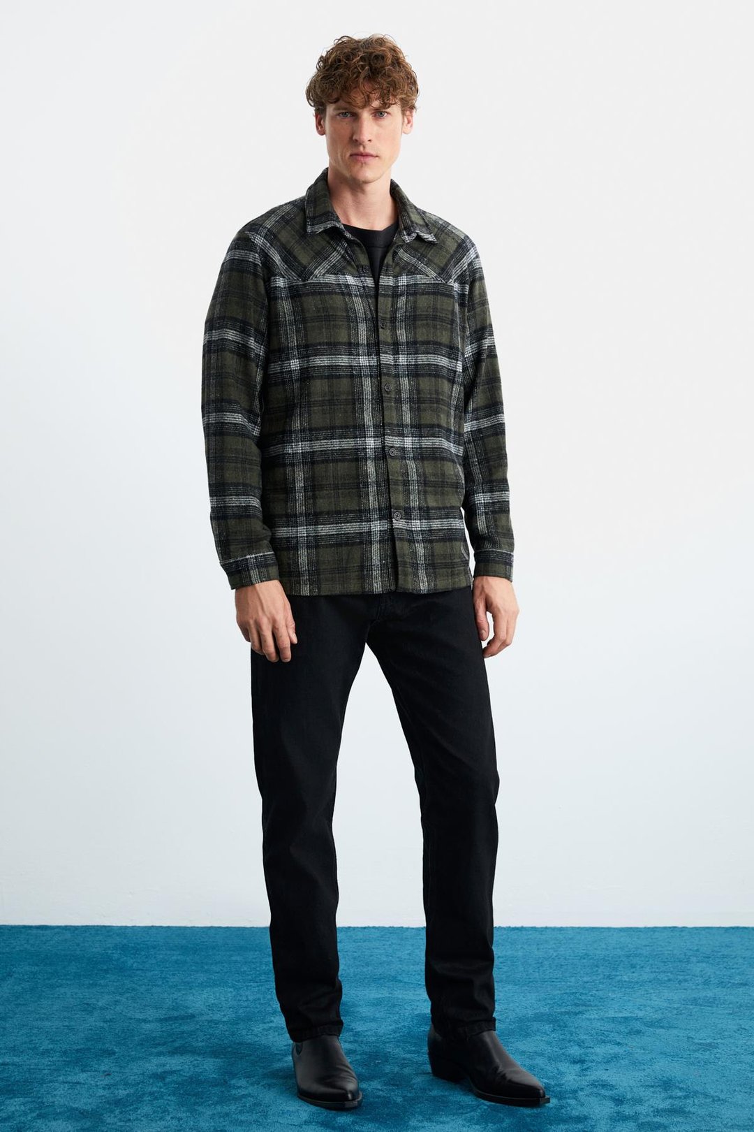 Allenı Erkek Gömlek Yaka Relaxed Fit Düğme Detaylı Sıcak Tutan Oduncu Haki Gömlek