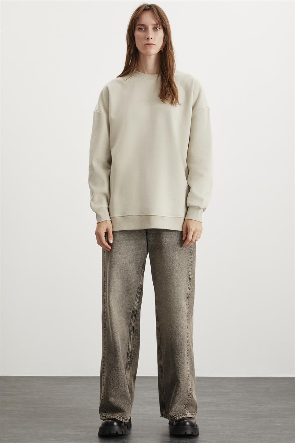ALLYS  Oversize Taş Rengi Tekli Sweatshirt