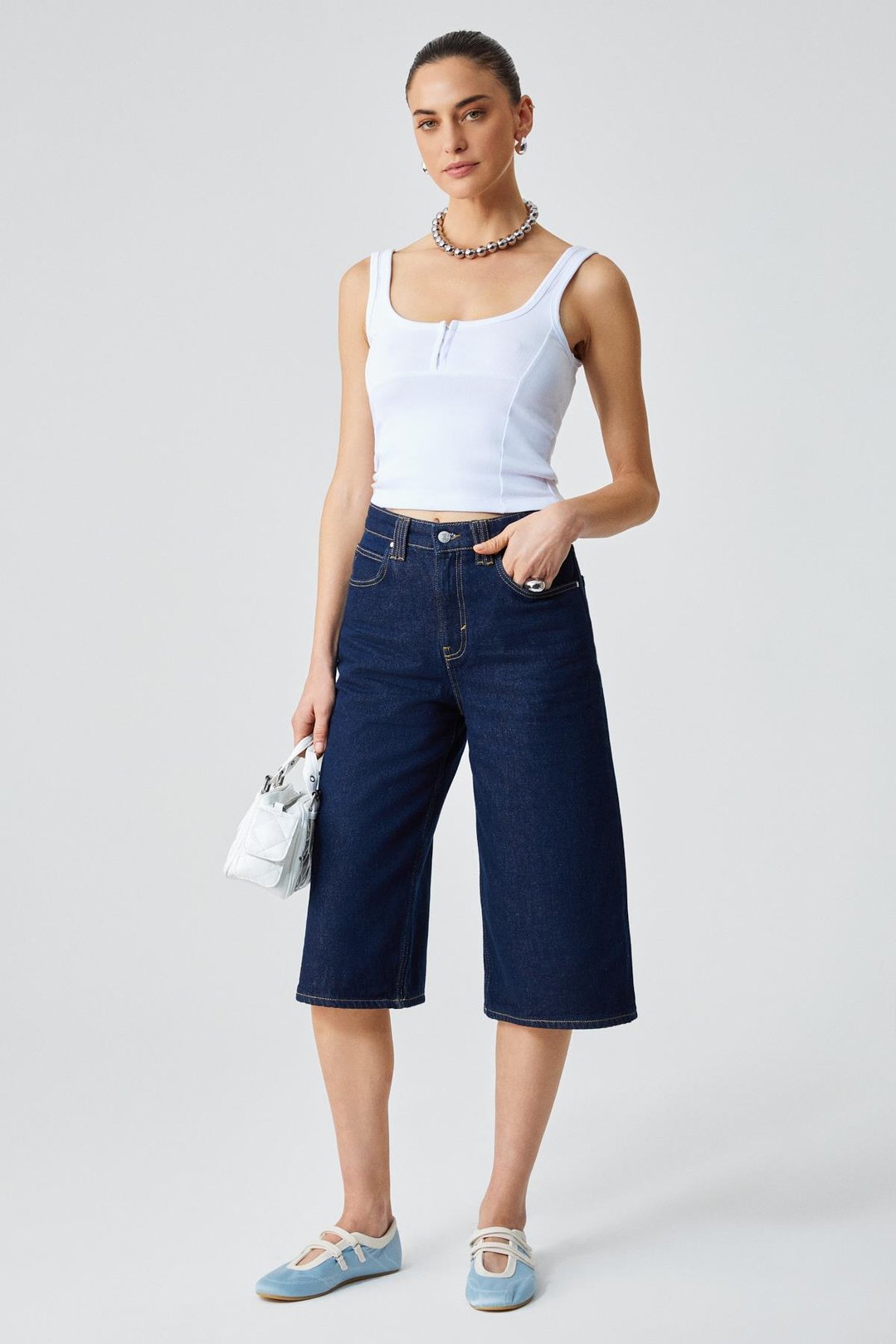 ALYONA Kadın Slim Fit U Yaka Beyaz Atlet