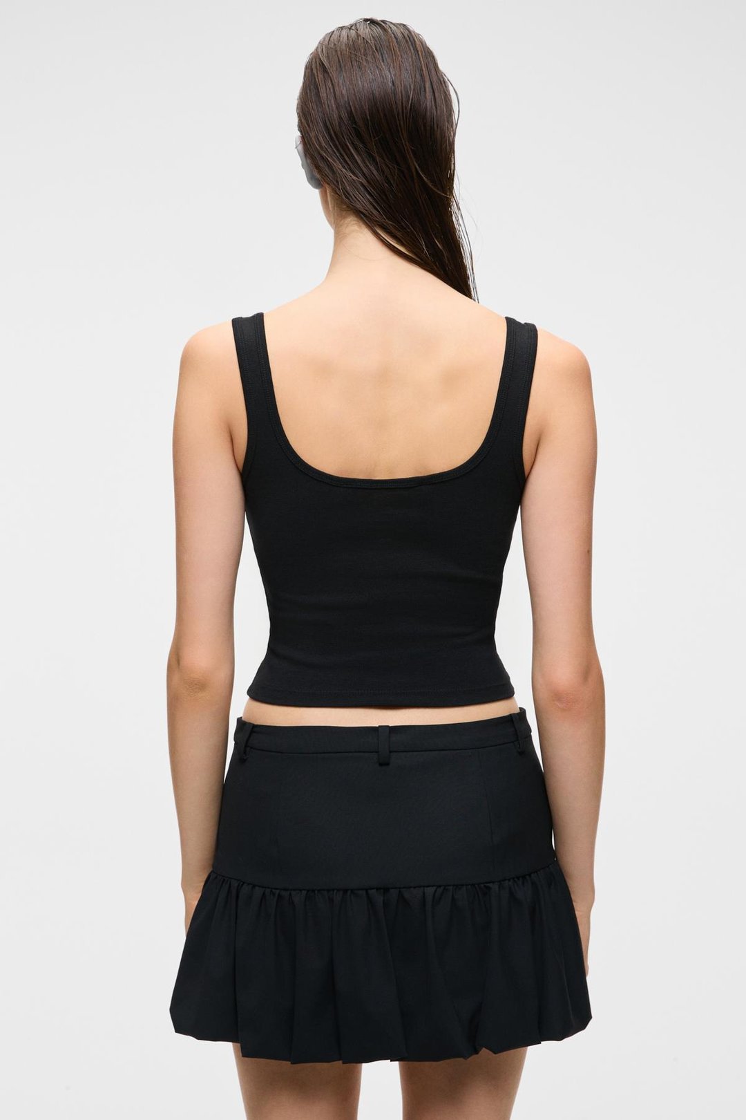 ALYONA Kadın Slim Fit U Yaka Siyah Atlet