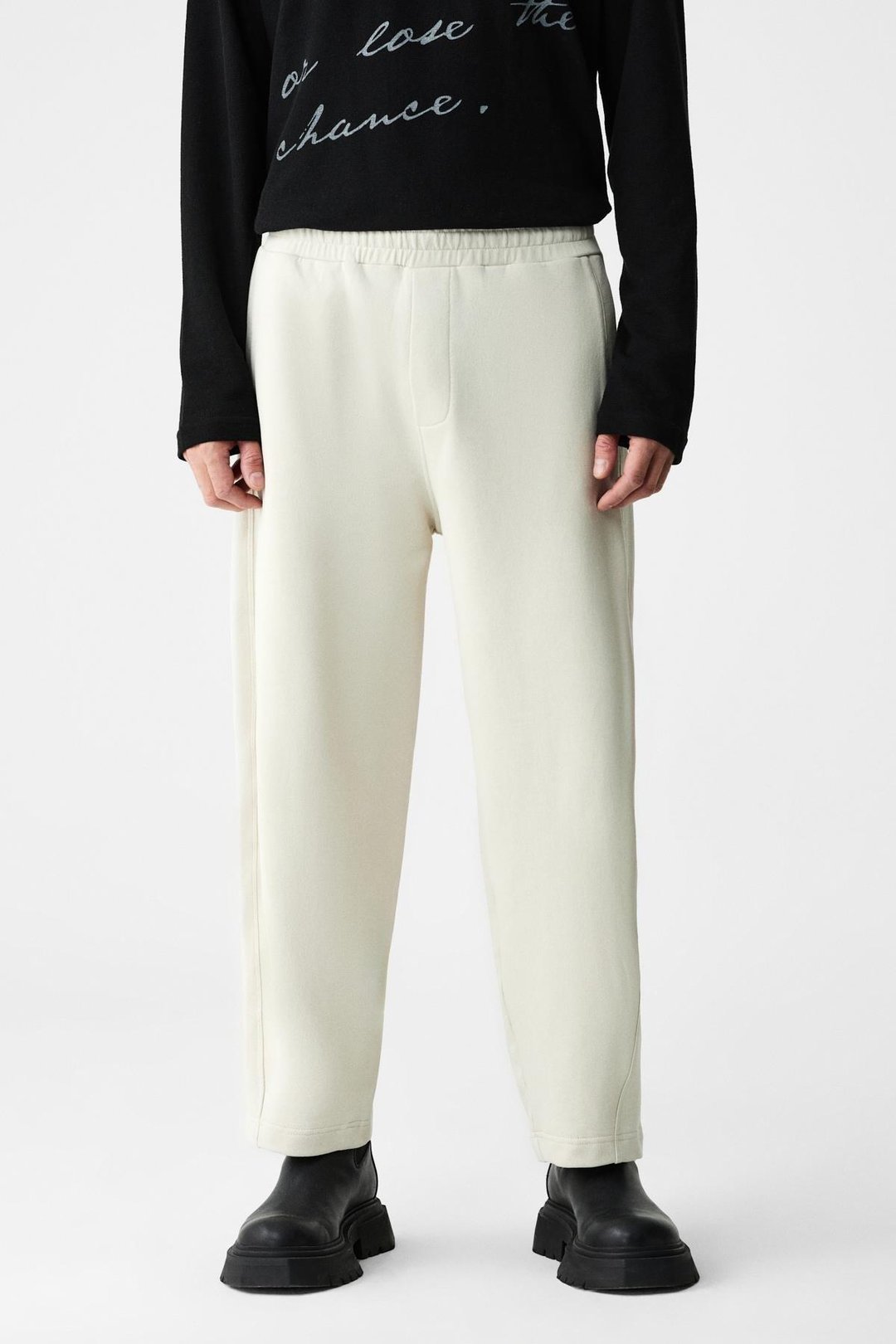 ANOMOS Erkek Pamuklu Beli Lastikli Çift Cepli Geniş Paçalı Relaxed Fit Taş Rengi Eşofman Altı