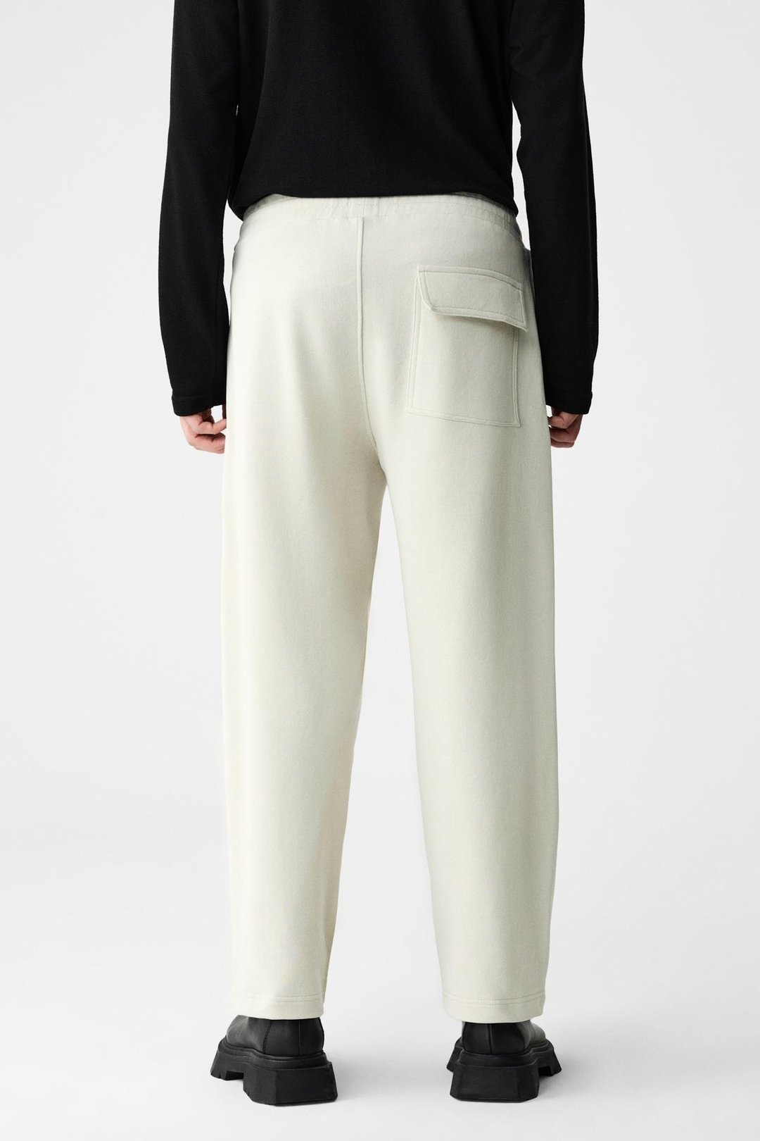 ANOMOS Erkek Pamuklu Beli Lastikli Çift Cepli Geniş Paçalı Relaxed Fit Taş Rengi Eşofman Altı