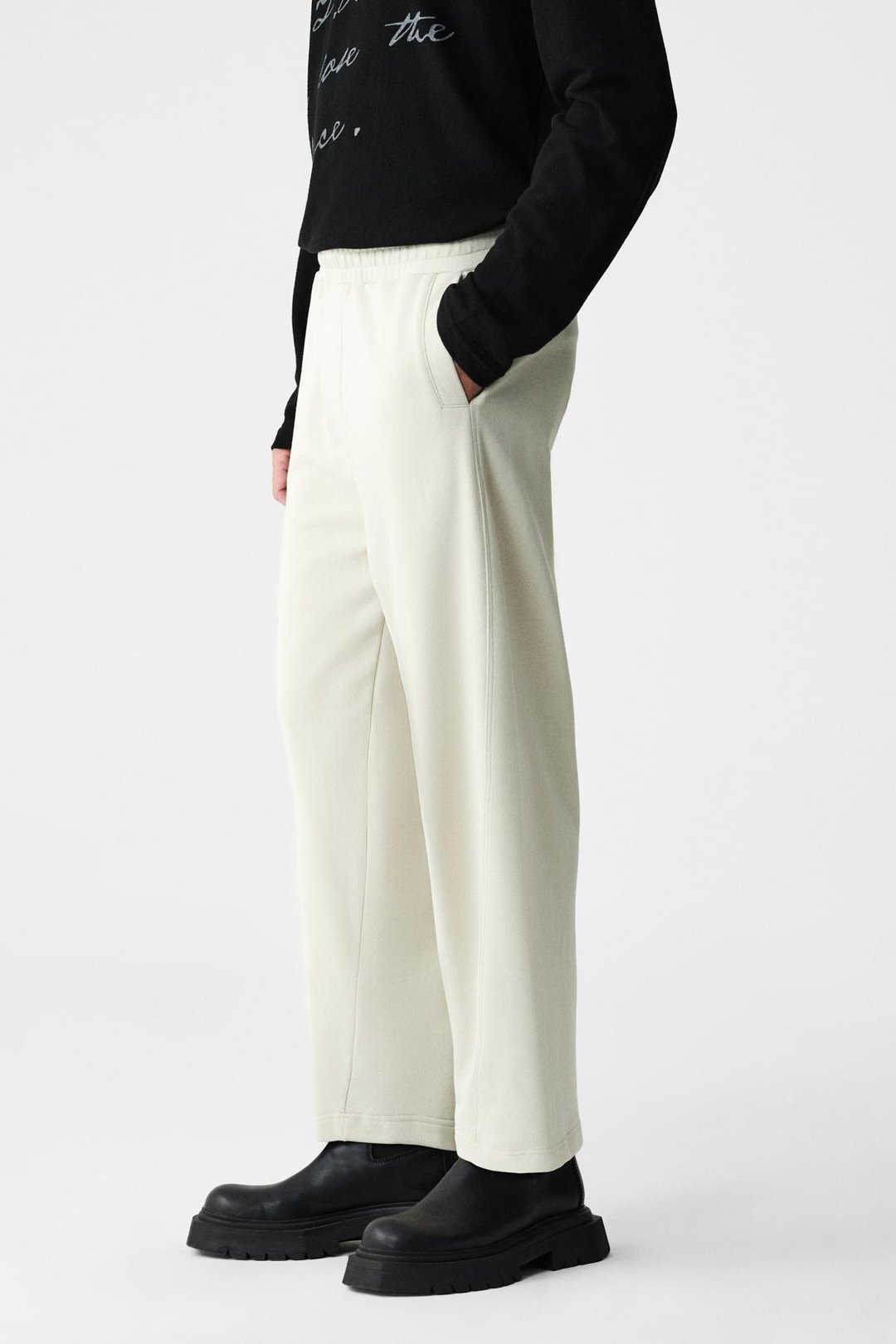 ANOMOS Erkek Pamuklu Beli Lastikli Çift Cepli Geniş Paçalı Relaxed Fit Taş Rengi Eşofman Altı