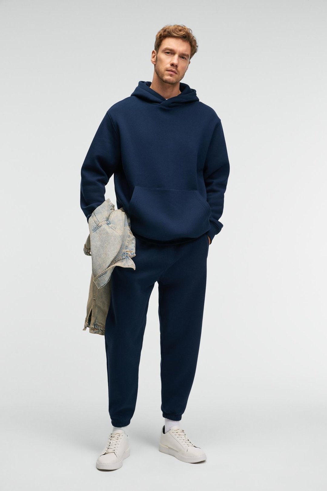 ANSEL Erkek Lastikli Dar Paça Üç Cepli Yumuşacık Organik Pamuklu Lacivert Eşofman Altı