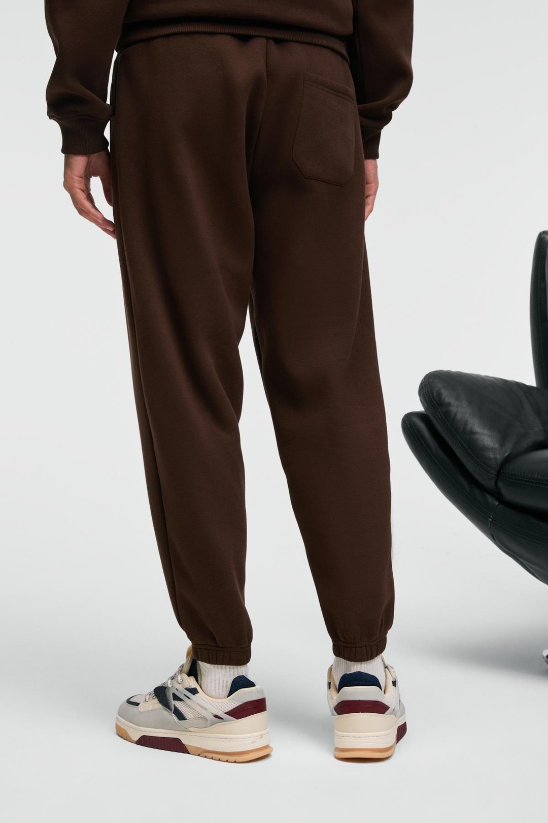 ANSEL Erkek Lastikli Dar Paça Üç Cepli Yumuşacık Organik Pamuklu Acı Kahve Eşofman Altı