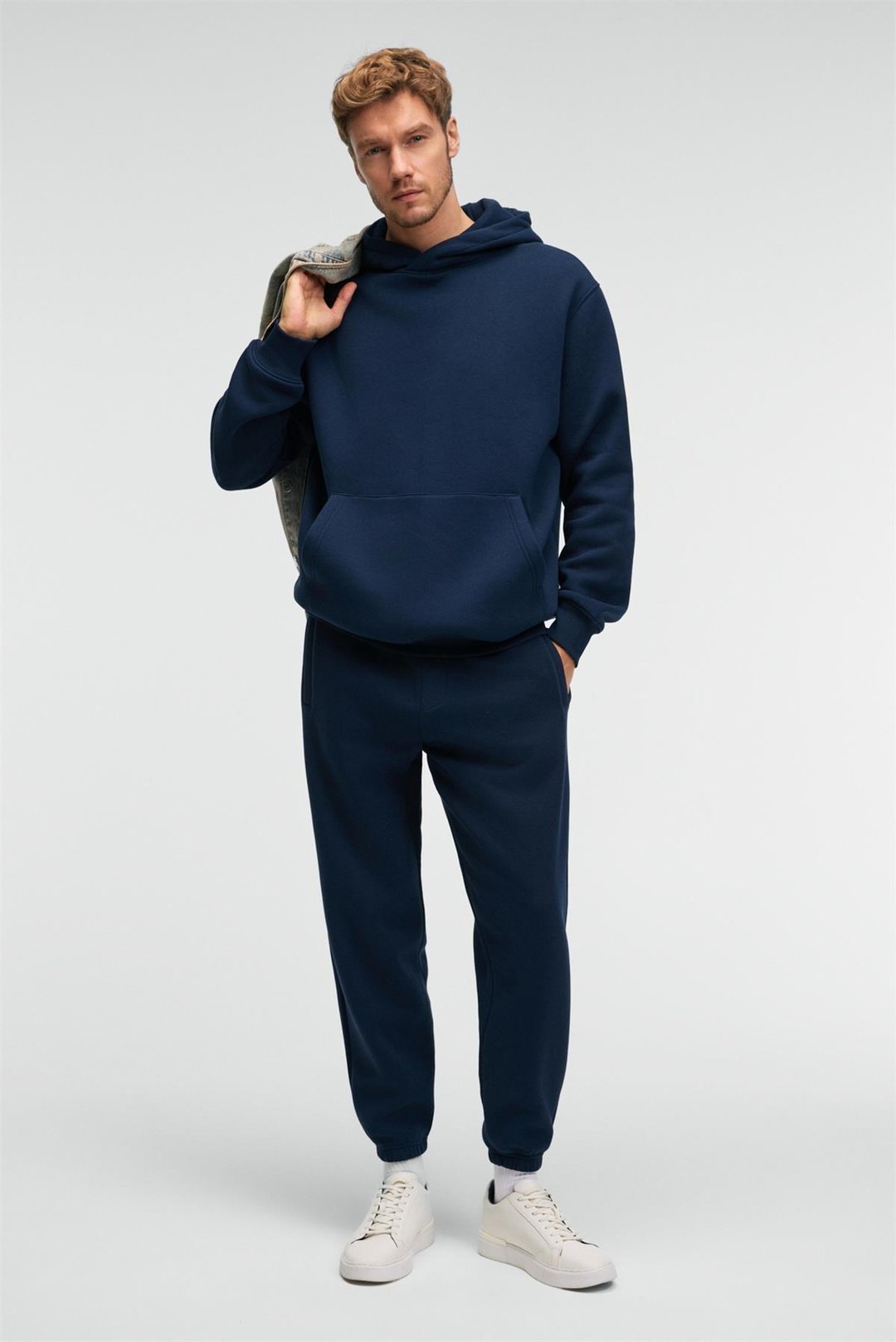 ANSEL Erkek Lastikli Dar Paça Üç Cepli Yumuşacık Organik Pamuklu Lacivert Eşofman Altı