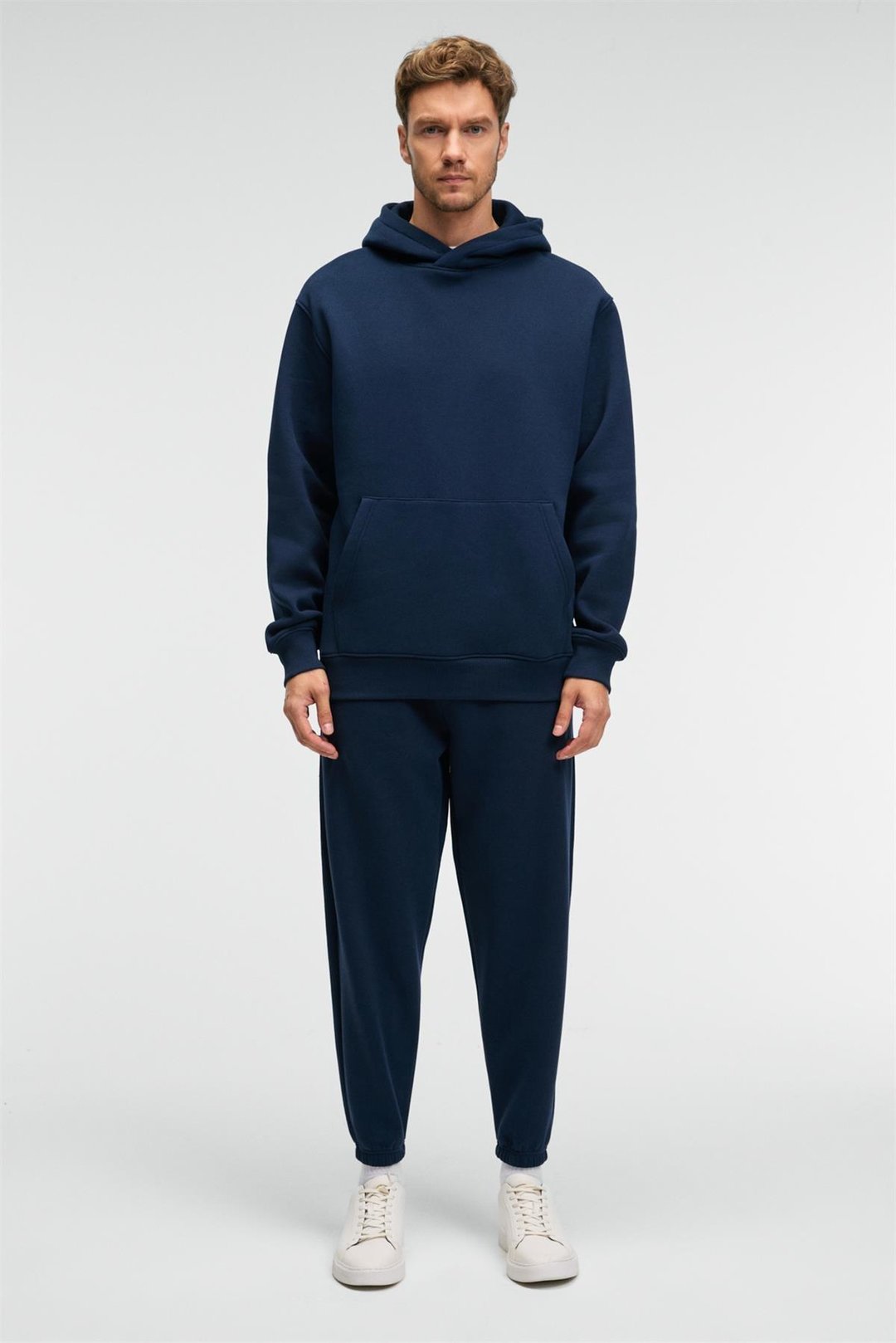 ANSEL Erkek Lastikli Dar Paça Üç Cepli Yumuşacık Organik Pamuklu Lacivert Eşofman Altı