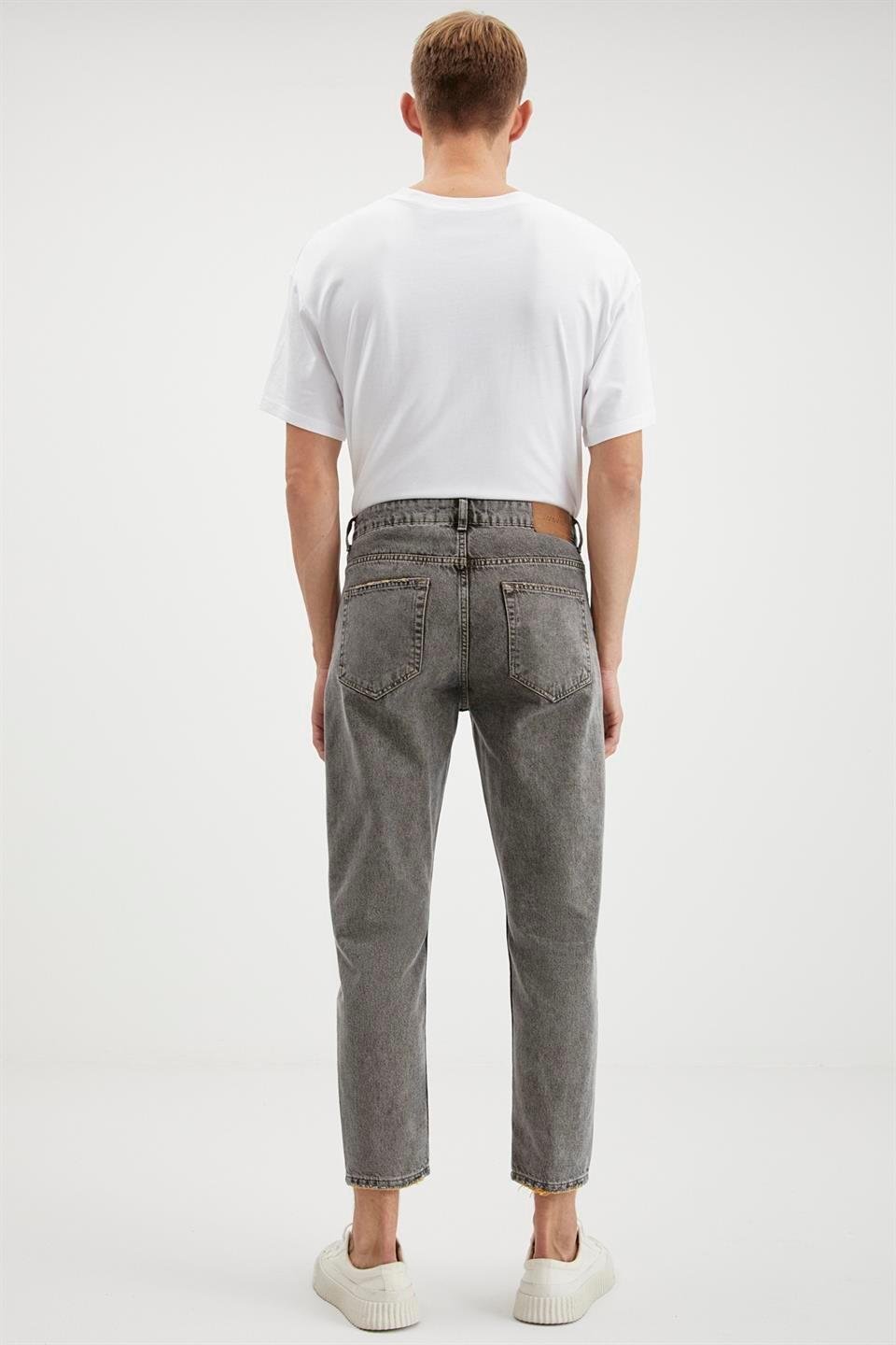 ANTONIA Erkek Tappared Fit Boru Paça Kalın Dokulu Esnek Yapılı Magic Denim Kot Antrasit Jeans