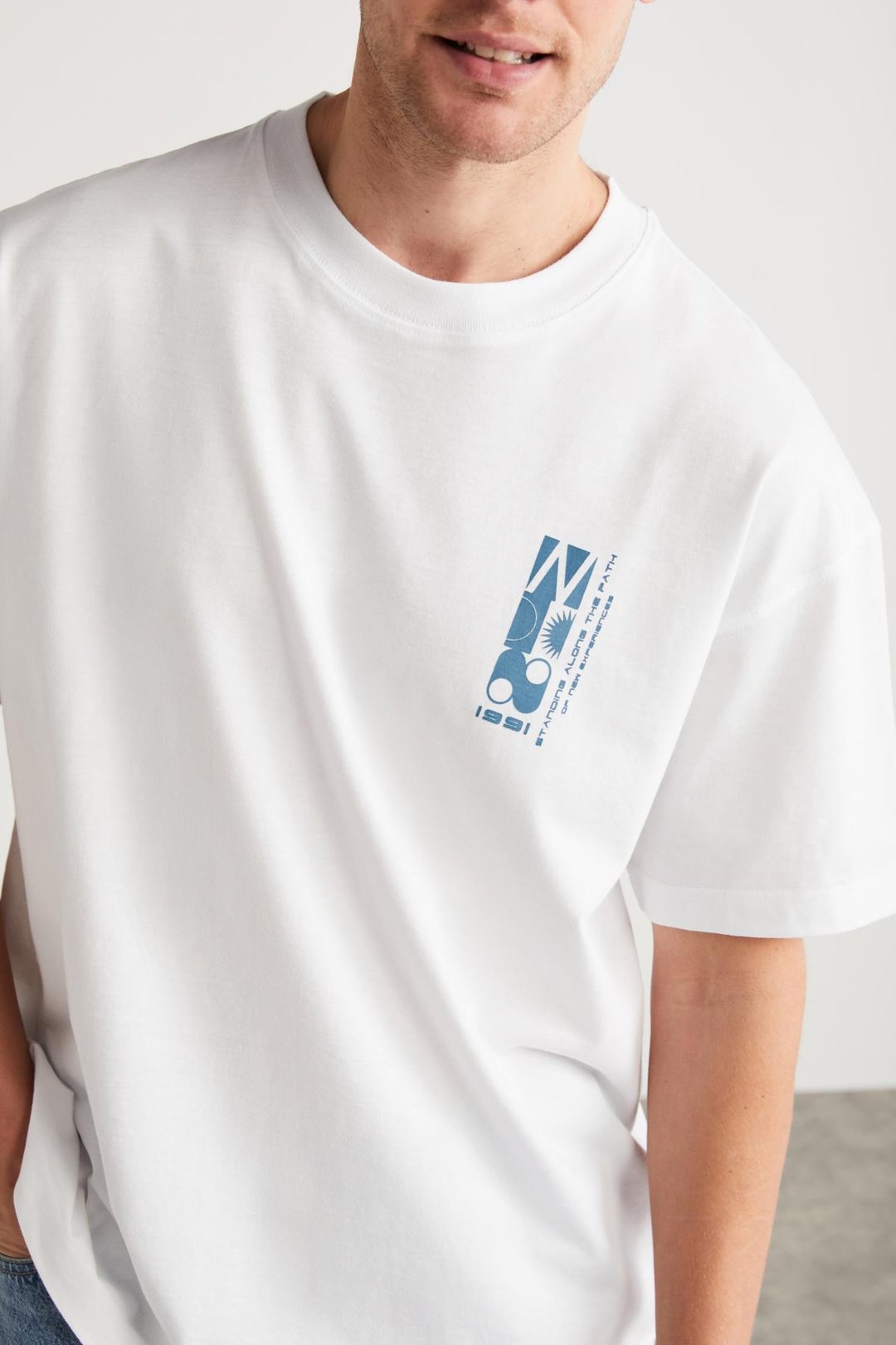 ANTONIO Basic Oversize Beyaz Tekli T-Shirt