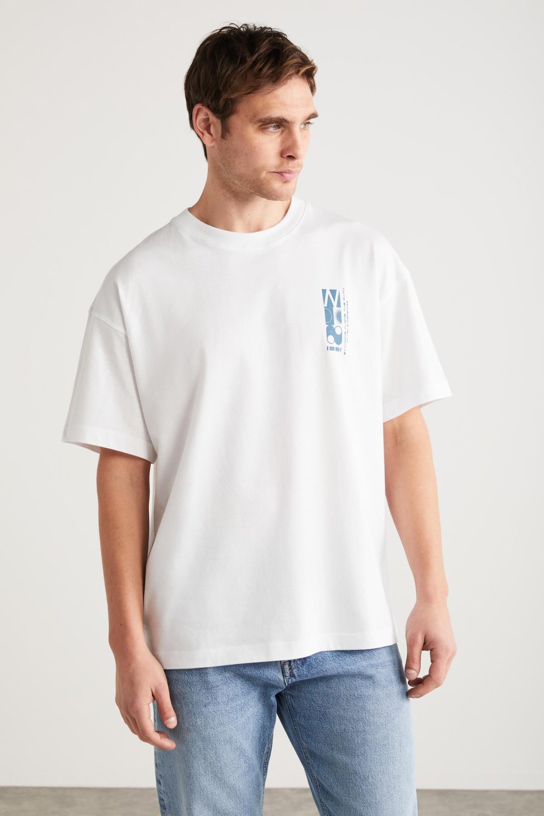 ANTONIO Basic Oversize Beyaz Tekli T-Shirt