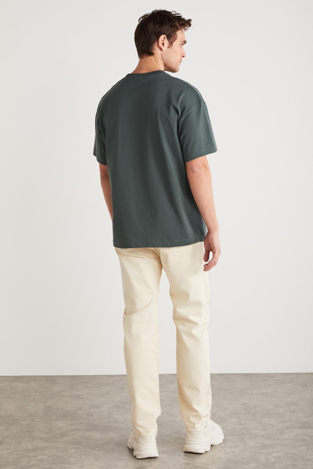 ANTONIO Basic Oversize Yeşil Tekli T-Shirt