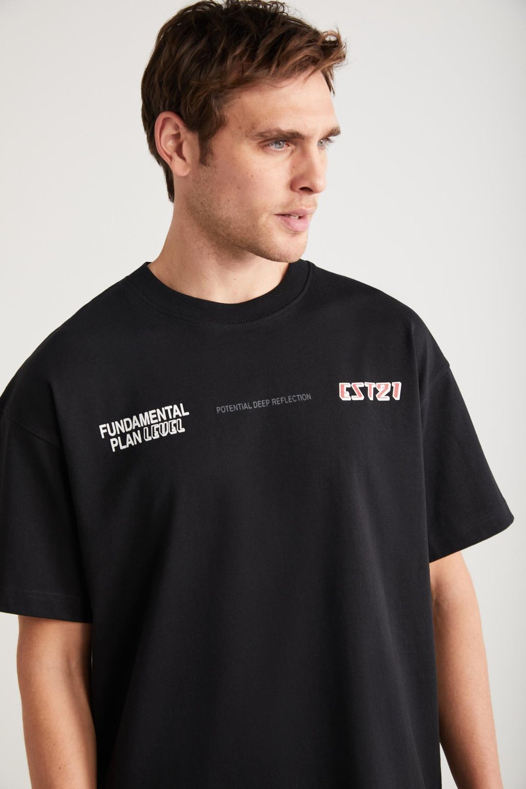 APOLO Basic Oversize Siyah Tekli T-Shirt