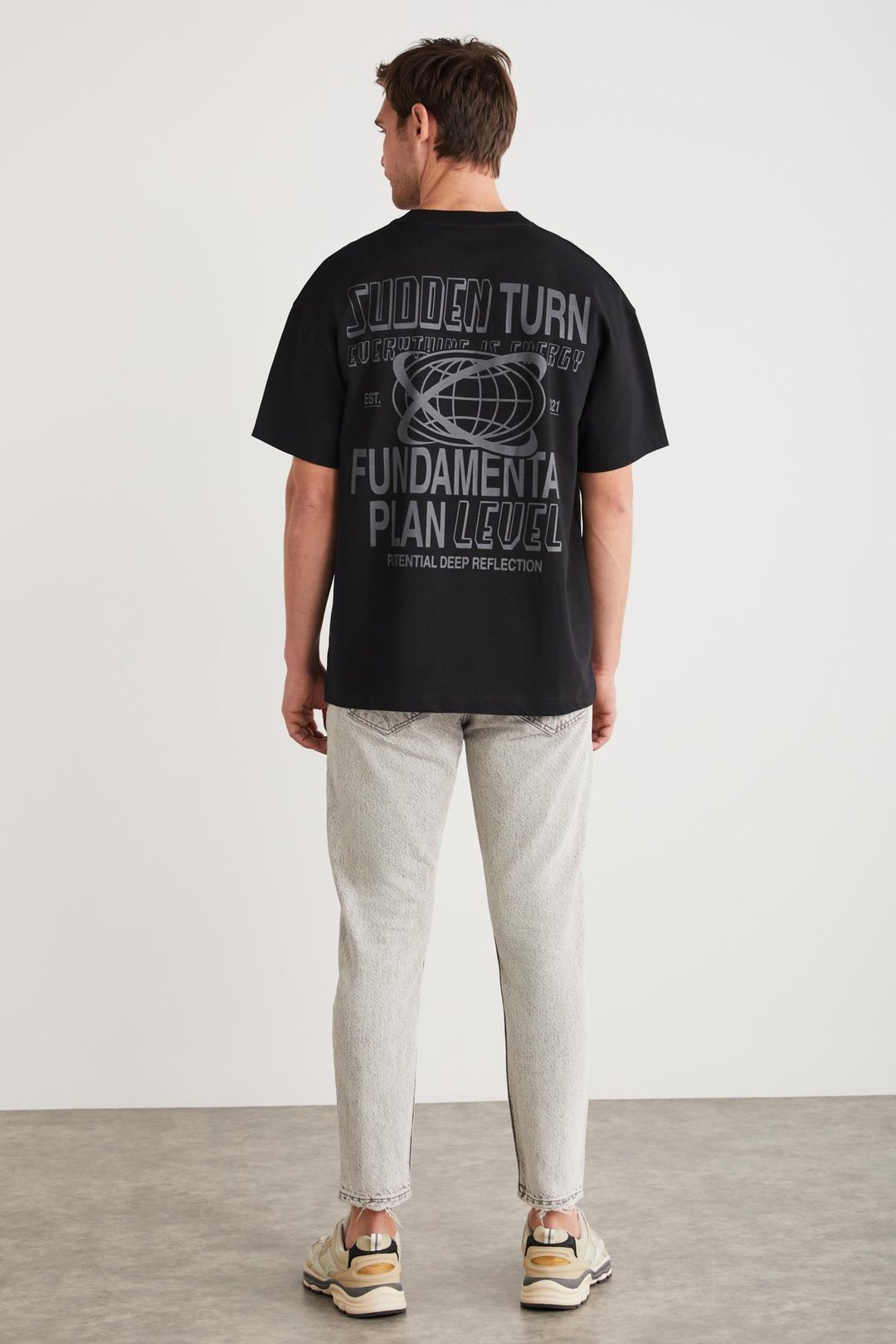 APOLO Basic Oversize Siyah Tekli T-Shirt