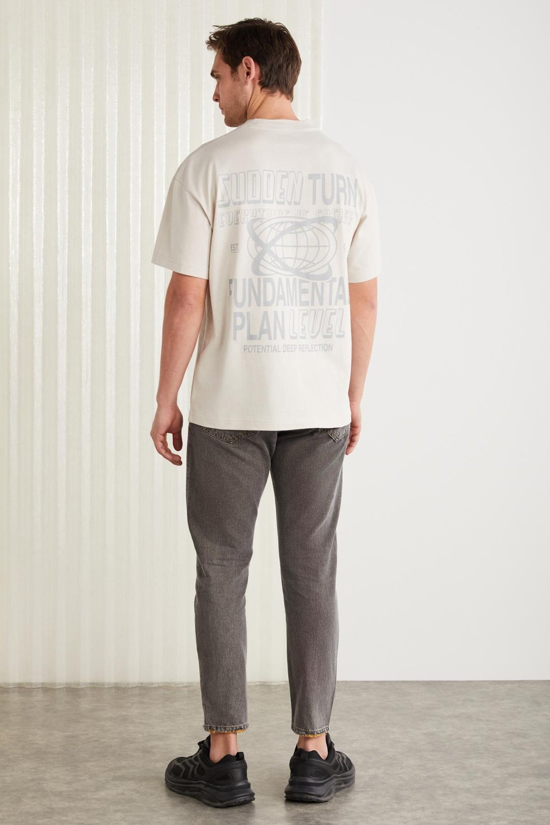 APOLO Basic Oversize Taş Rengi Tekli T-Shirt