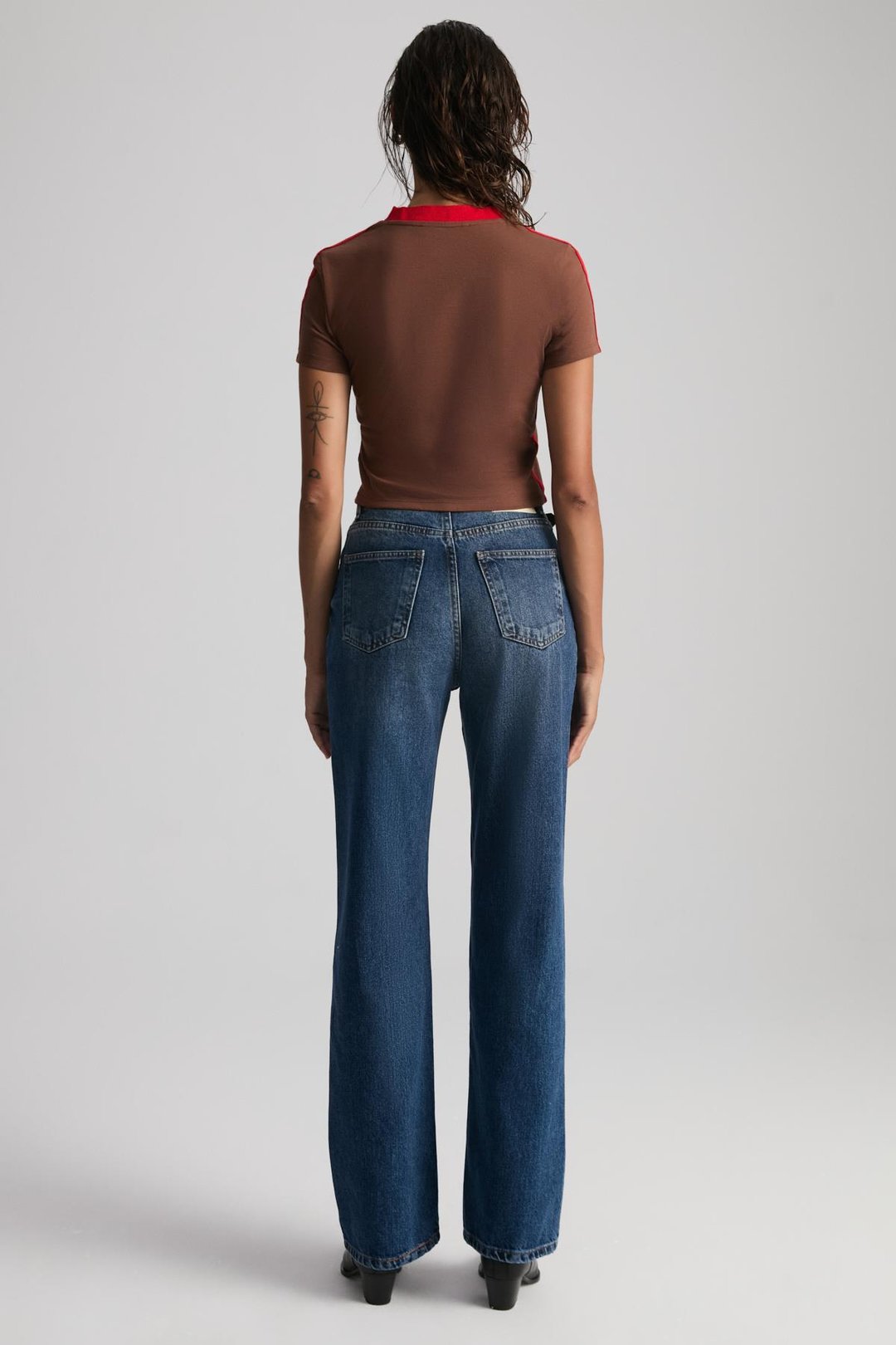 ARIANWEN %100 Polyester Kadın Kahverengi T-Shirt