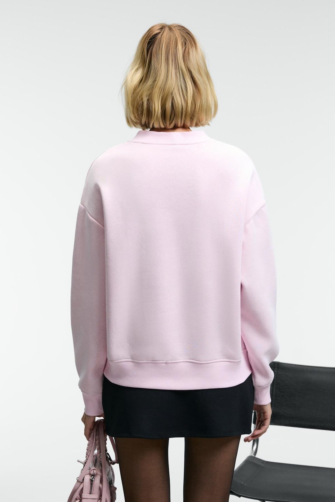 ARINEL Kadın V Yaka Regular Fit Pembe Sweatshirt