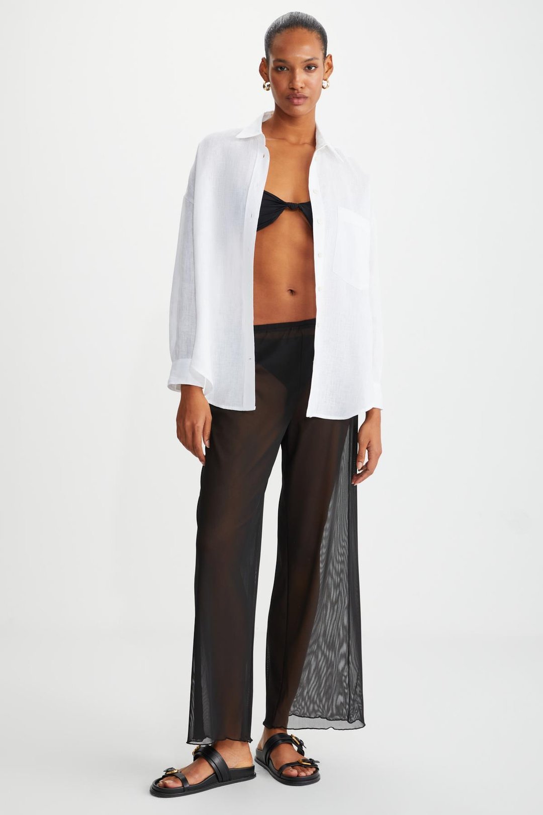 ARISTA Kadın Relaxed Siyah Tekli Pantolon