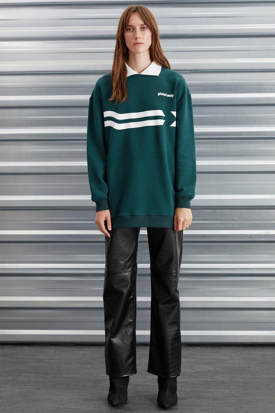 ARLENE  Relaxed Yeşil Tekli Sweatshirt