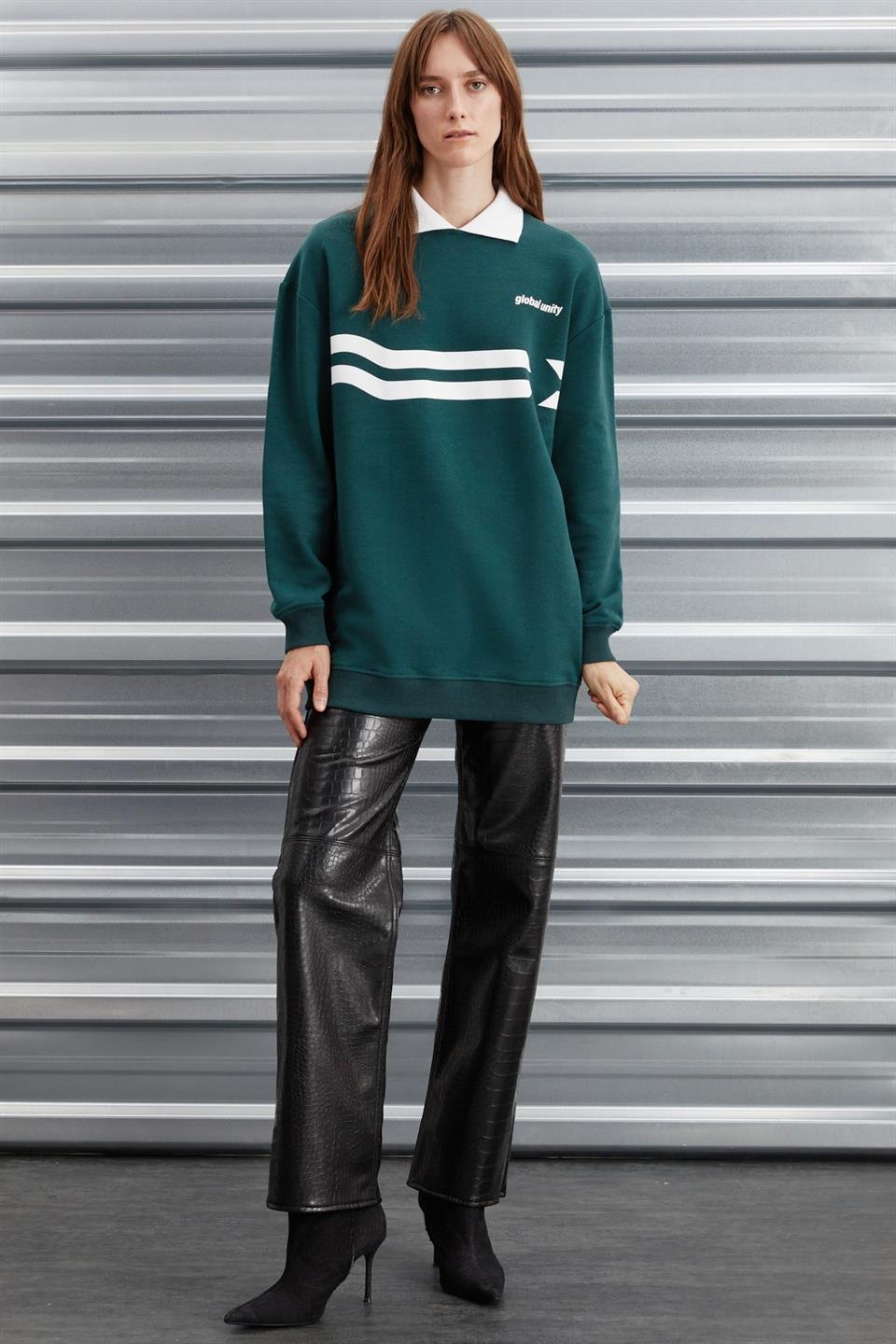 ARLENE  Relaxed Yeşil Tekli Sweatshirt