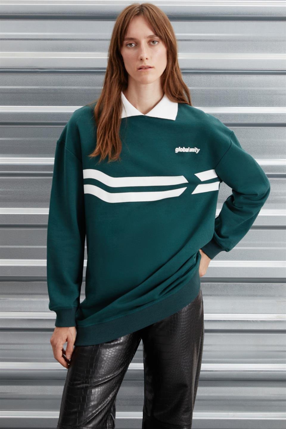 ARLENE  Relaxed Yeşil Tekli Sweatshirt