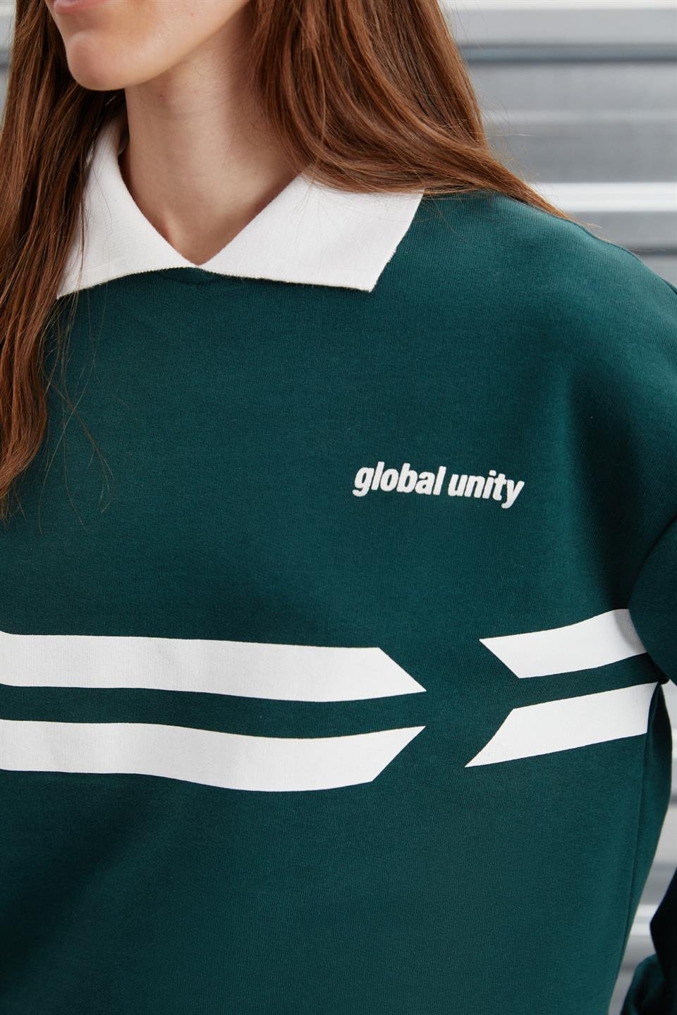 ARLENE  Relaxed Yeşil Tekli Sweatshirt