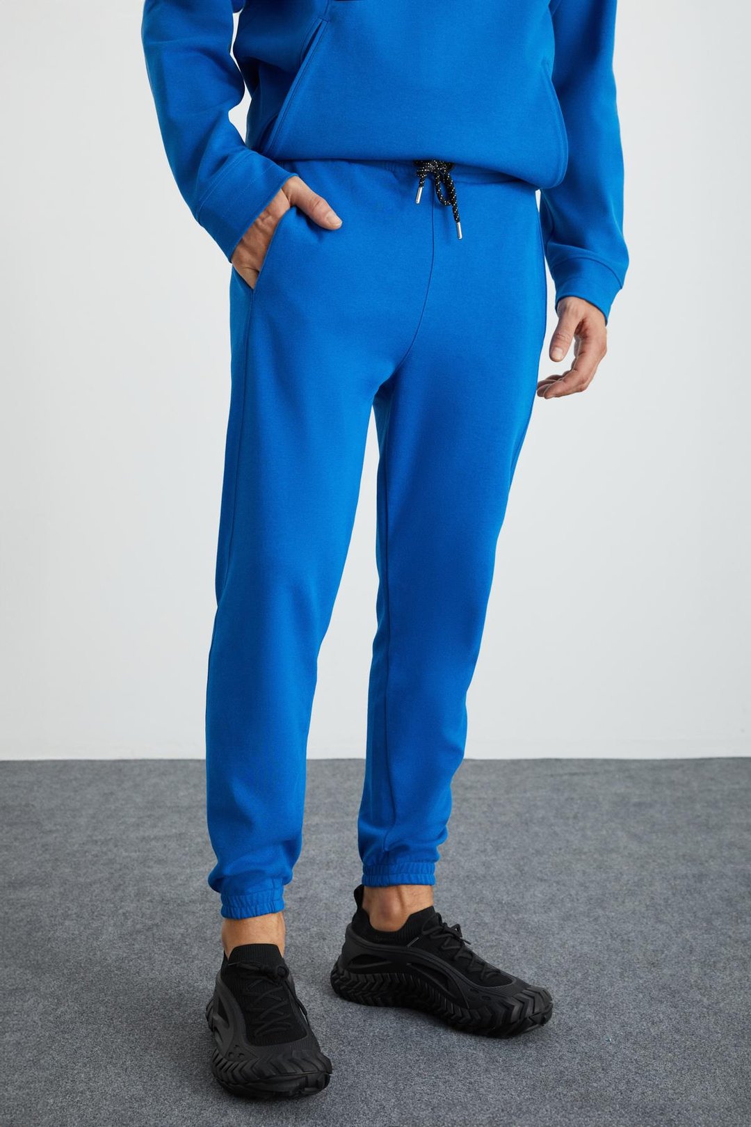 ARRAGON Erkek Scuba Organik Pamuklu İnterlok Kumaşlı Cepli Beli Sport Lastikli Mavi Eşofman Altı