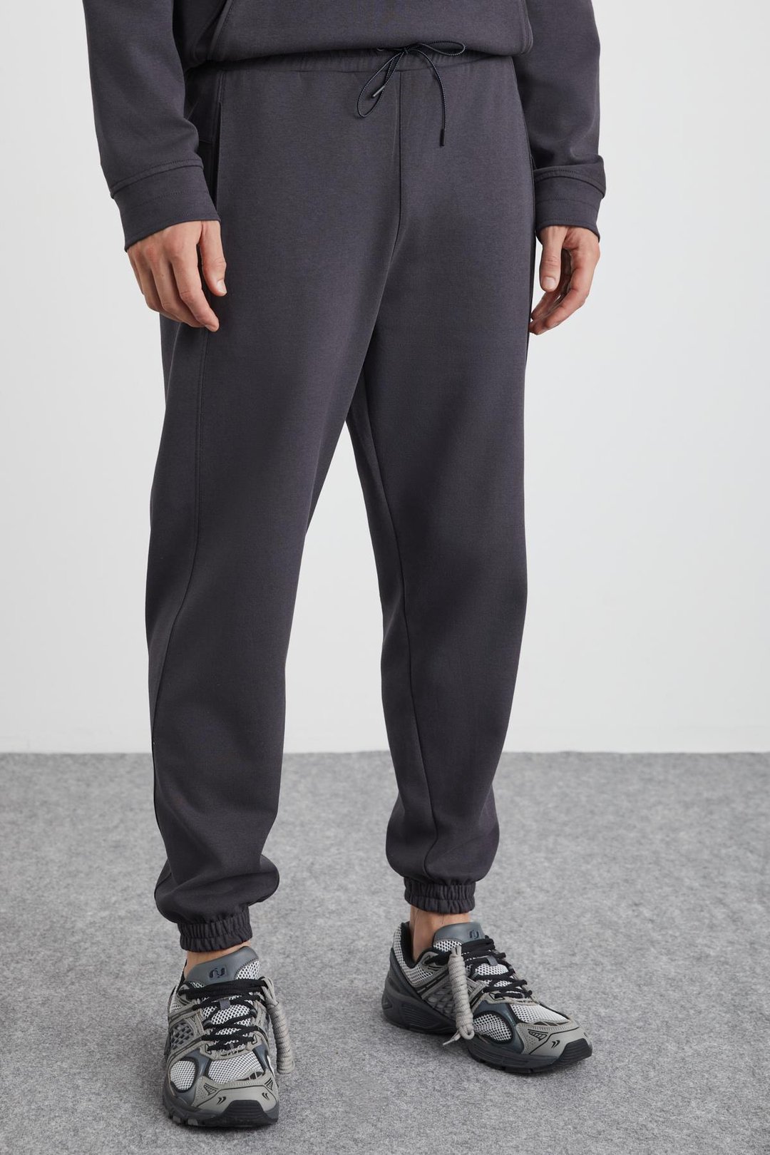 ARRAGON Erkek Scuba Organik Pamuklu İnterlok Kumaşlı Cepli Beli Sport Lastikli Antrasit Eşofman Altı