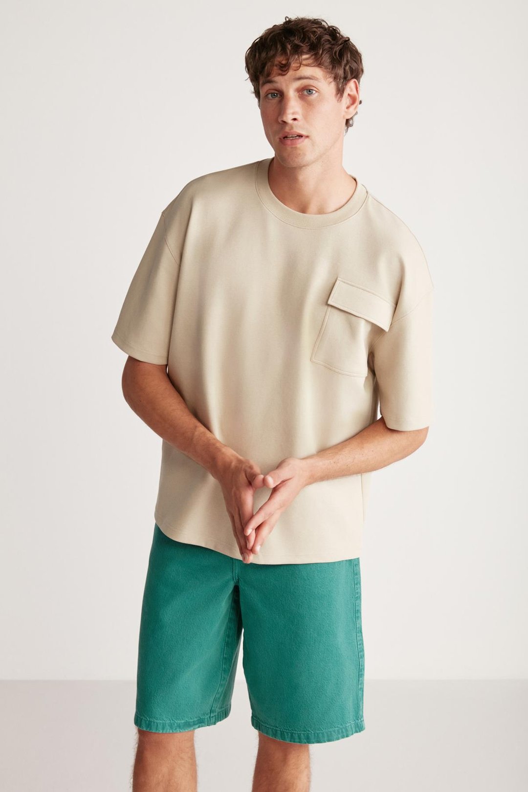 ARTUR  Oversize Bej Tekli T-Shirt