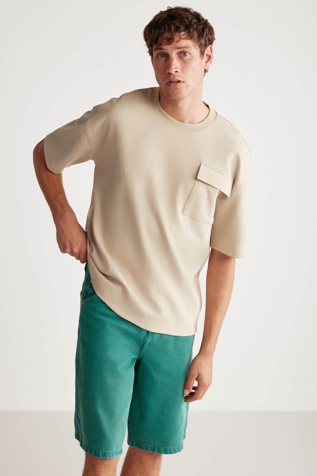 ARTUR  Oversize Bej Tekli T-Shirt